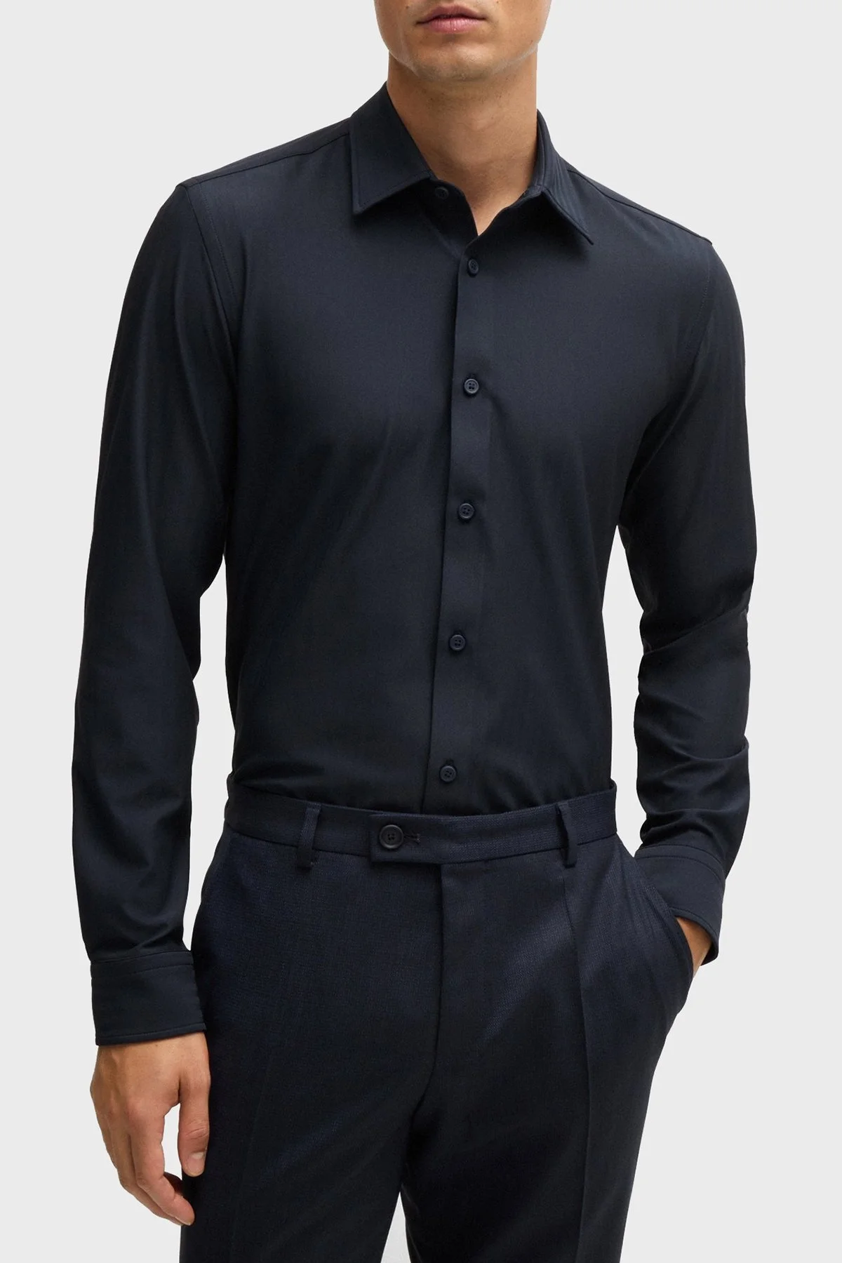 Boss Streç Slim Fit Erkek Gömlek 50520119 404 LACİVERT - 7