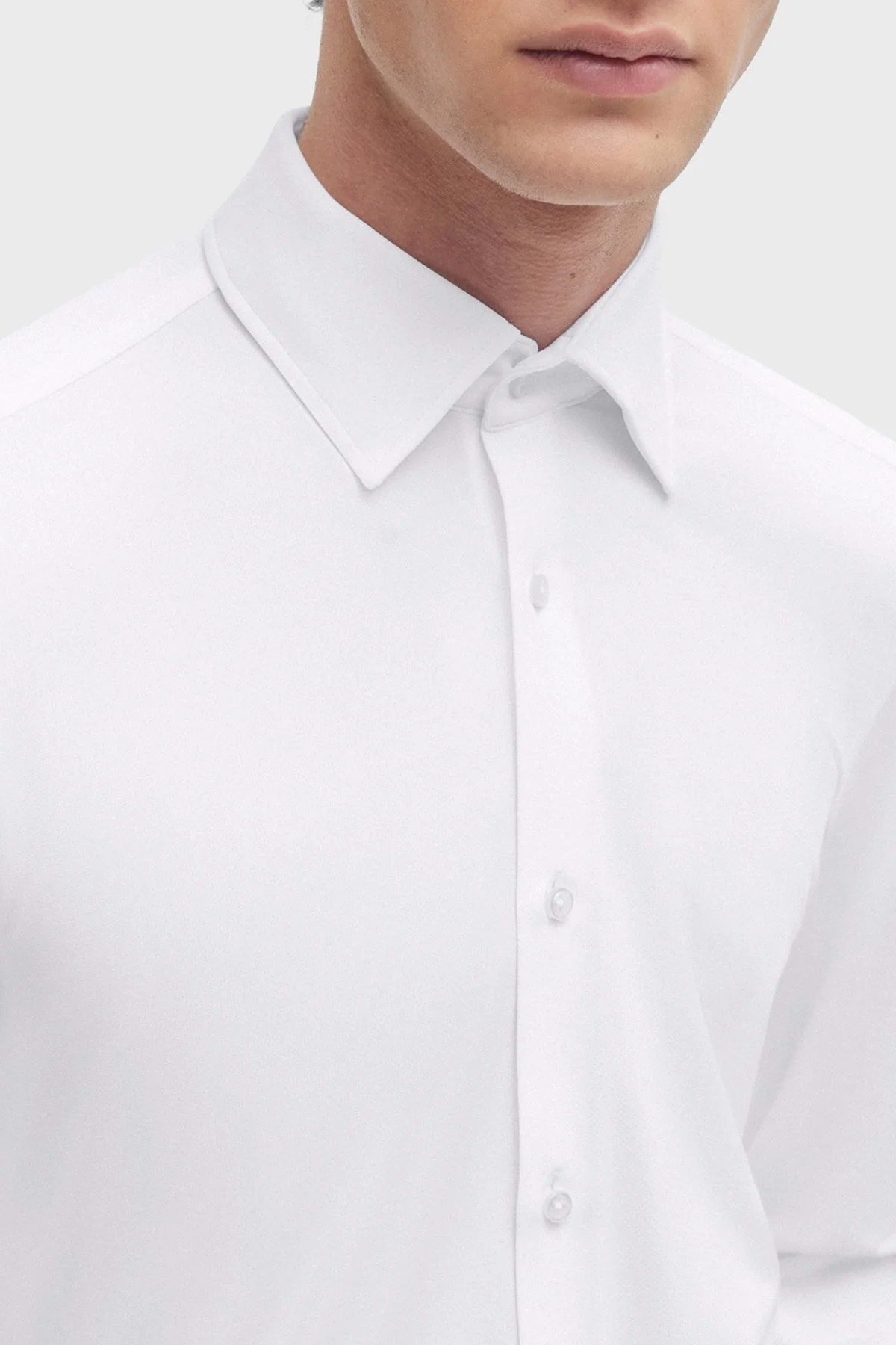 Boss Streç Slim Fit Kent Yaka Casual Erkek Gömlek 50490393 100 BEYAZ - 4