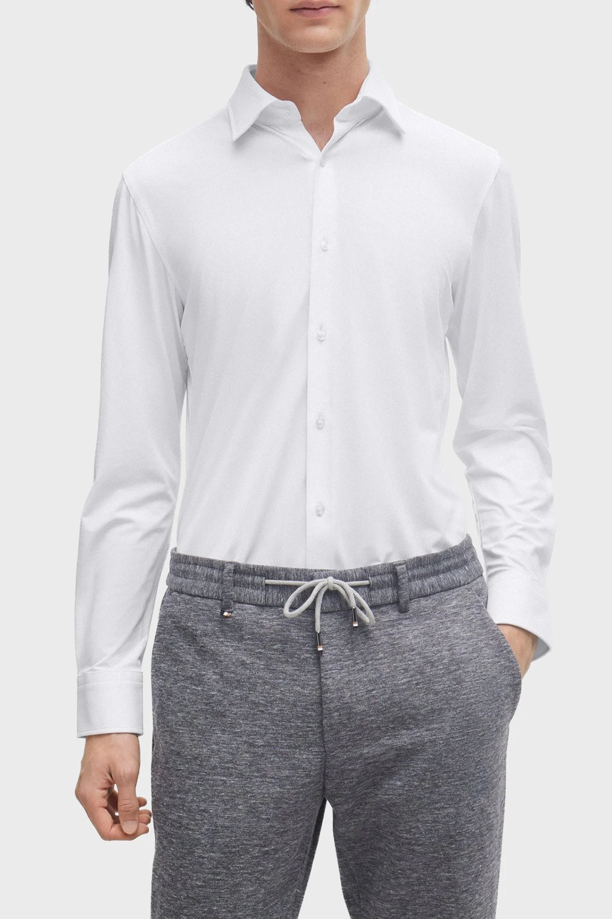 Boss Streç Slim Fit Kent Yaka Casual Erkek Gömlek 50490393 100 BEYAZ - 1