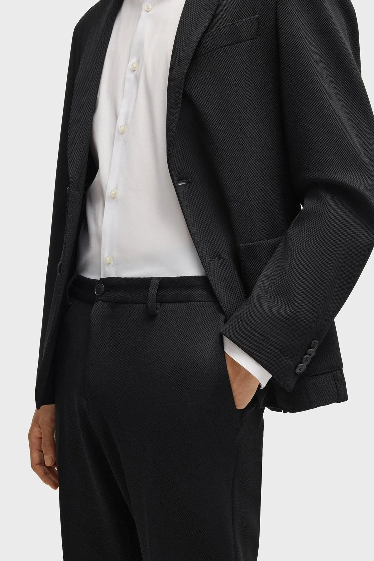 Boss Streç Slim Fit Normal Bel Düz Paça Kumaş Erkek Pantolon 50535084 001 SİYAH - 4