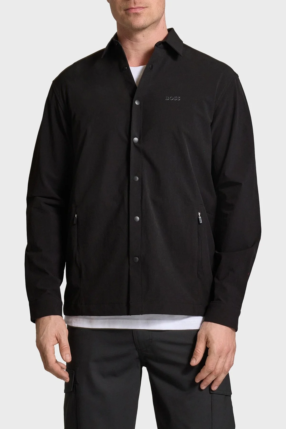 Boss Streç Su İtici Logolu Relaxed Fit Kent Yaka Erkek Gömlek 50533265 001 SİYAH - 1