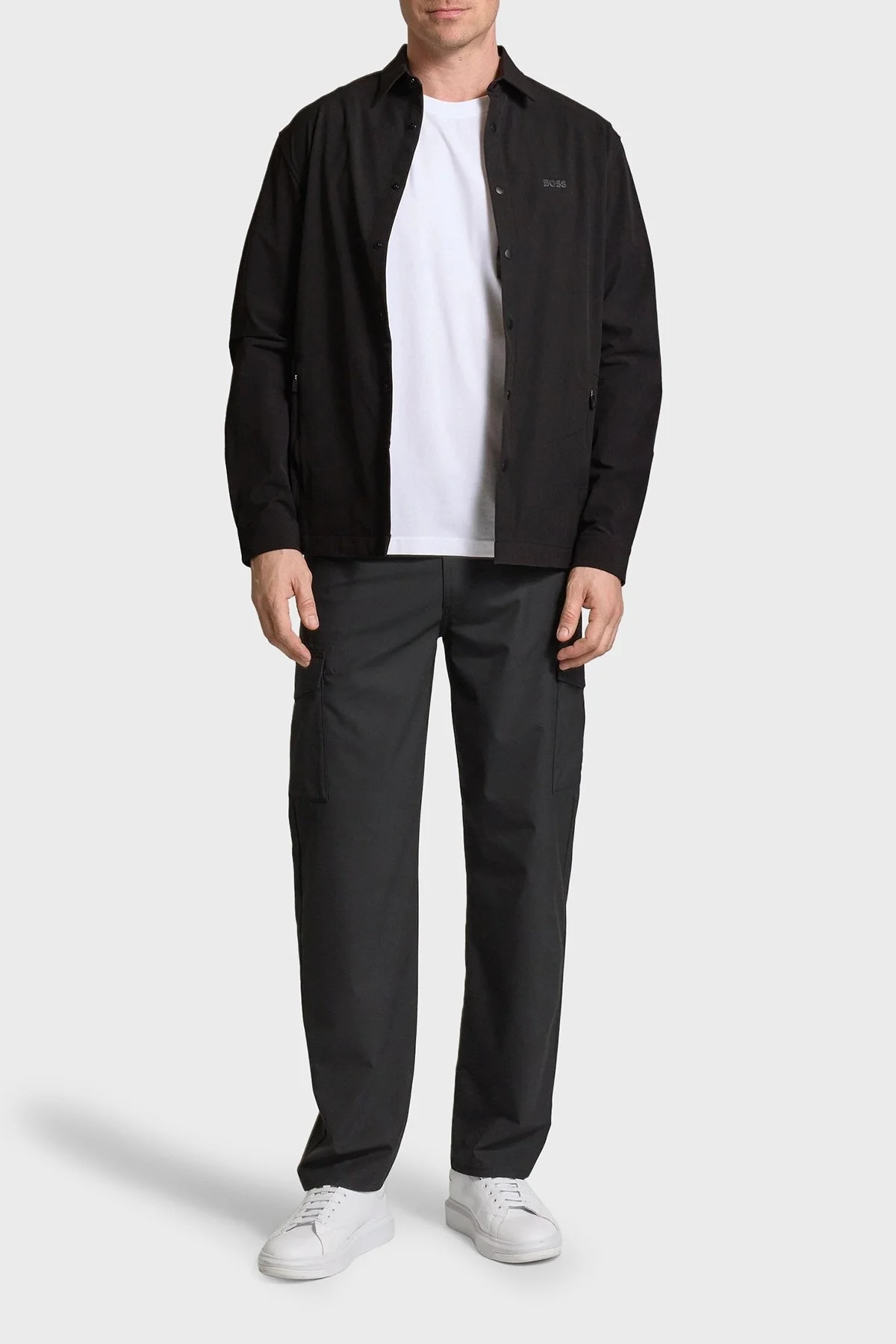 Boss Streç Su İtici Logolu Relaxed Fit Kent Yaka Erkek Gömlek 50533265 001 SİYAH - 2