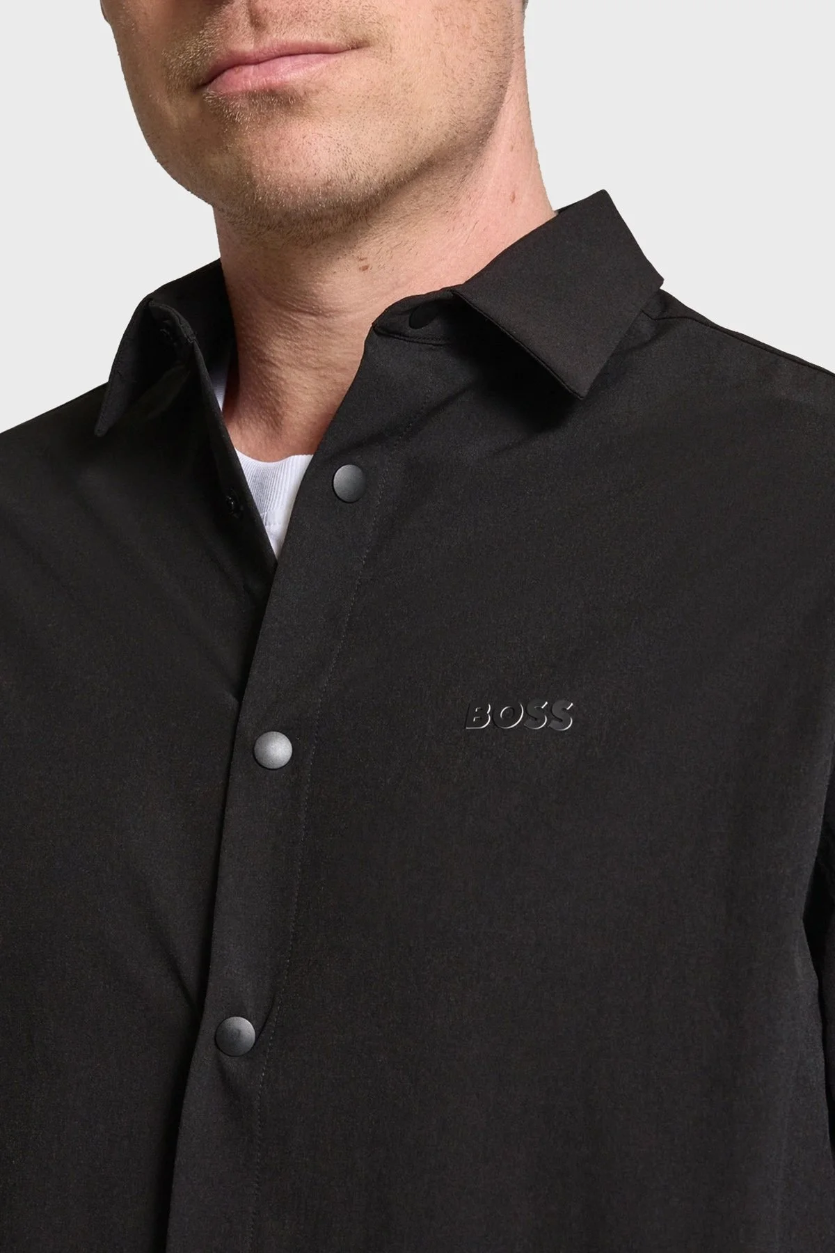 Boss Streç Su İtici Logolu Relaxed Fit Kent Yaka Erkek Gömlek 50533265 001 SİYAH - 4