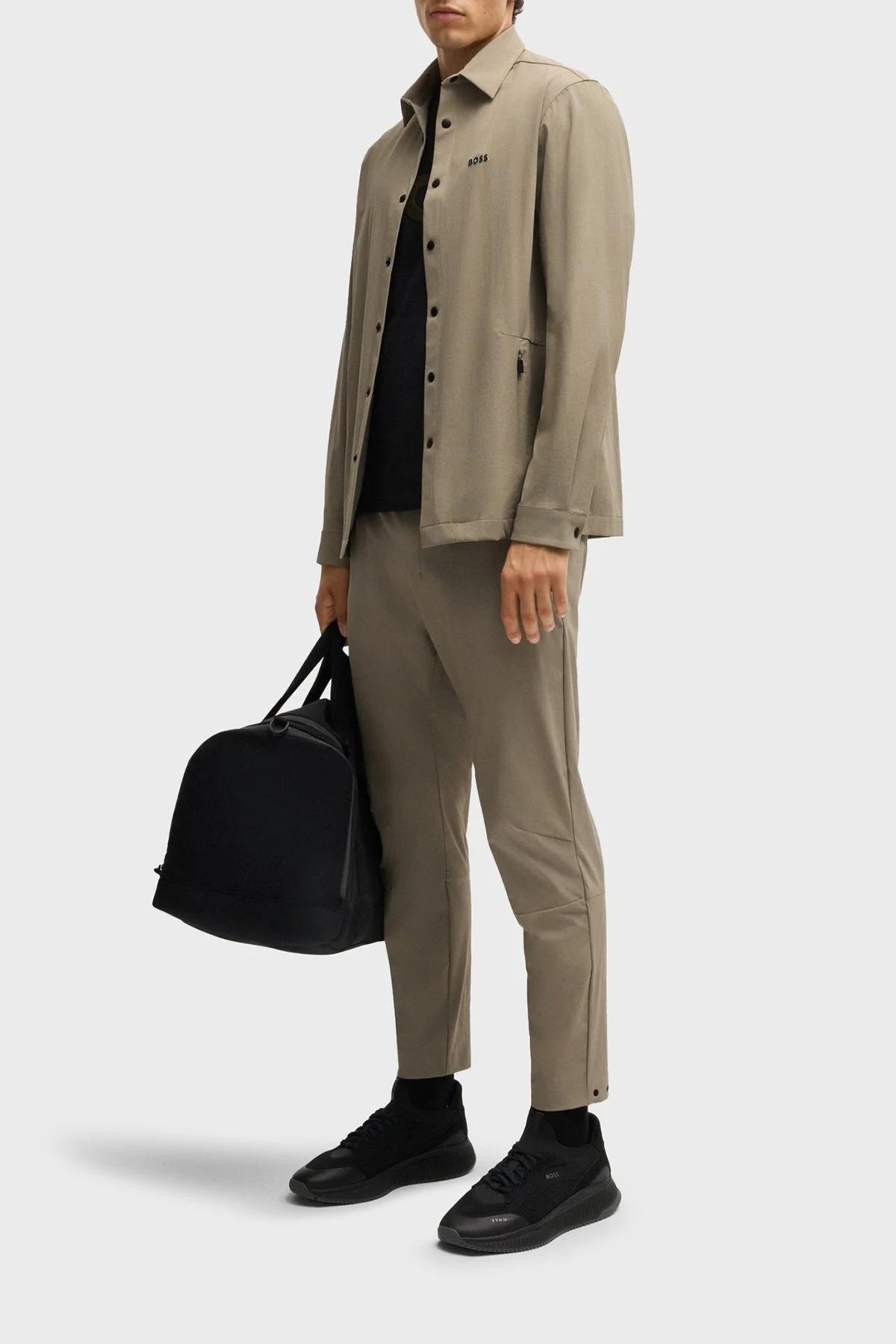 Boss Streç Su İtici Logolu Relaxed Fit Kent Yaka Erkek Gömlek 50533265 334 HAKİ - 2