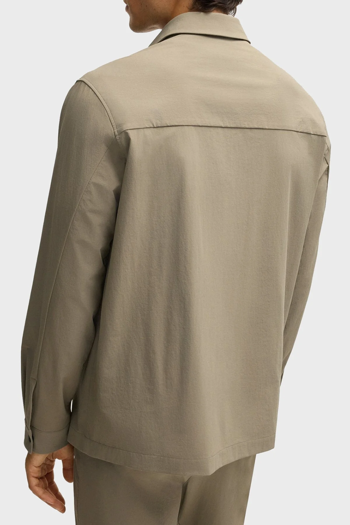 Boss Streç Su İtici Logolu Relaxed Fit Kent Yaka Erkek Gömlek 50533265 334 HAKİ - 3