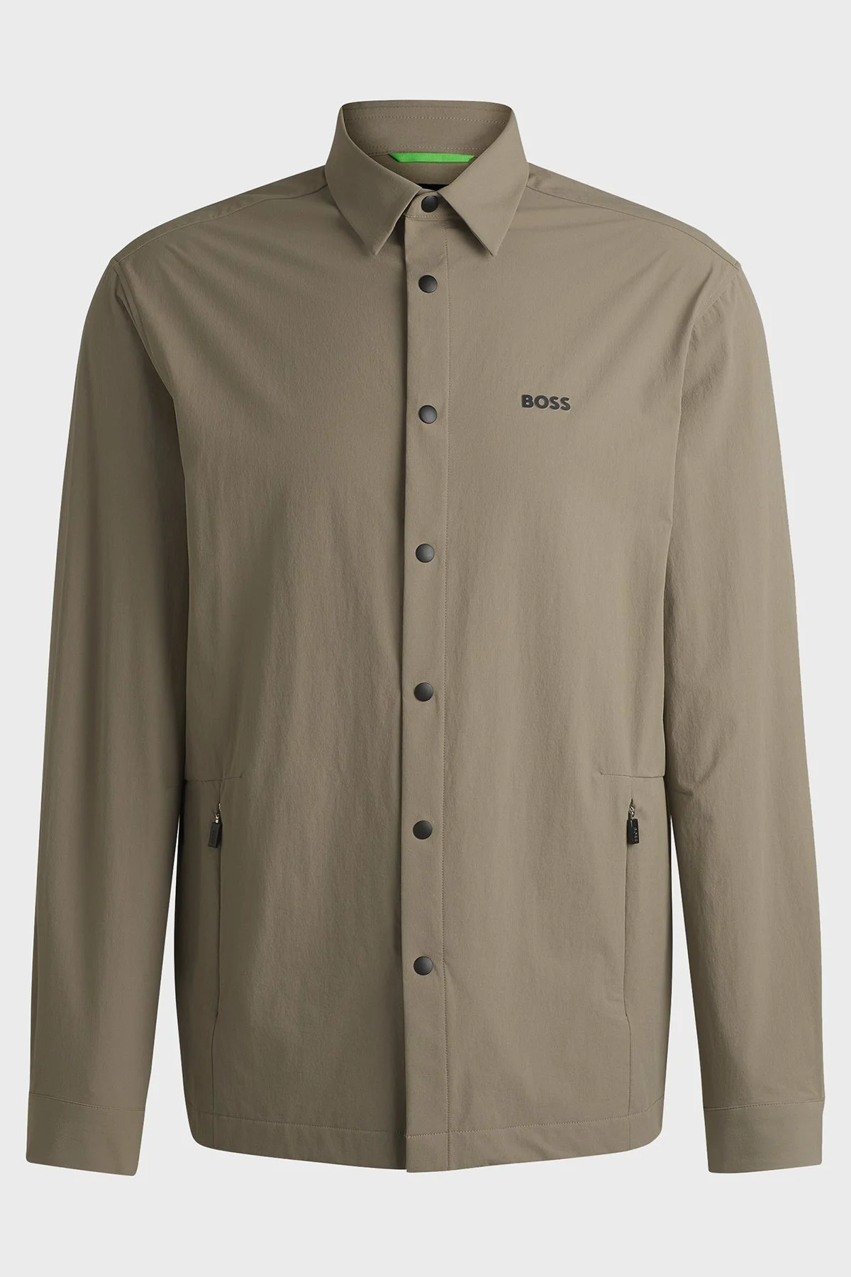 Boss Streç Su İtici Logolu Relaxed Fit Kent Yaka Erkek Gömlek 50533265 334 HAKİ - 6