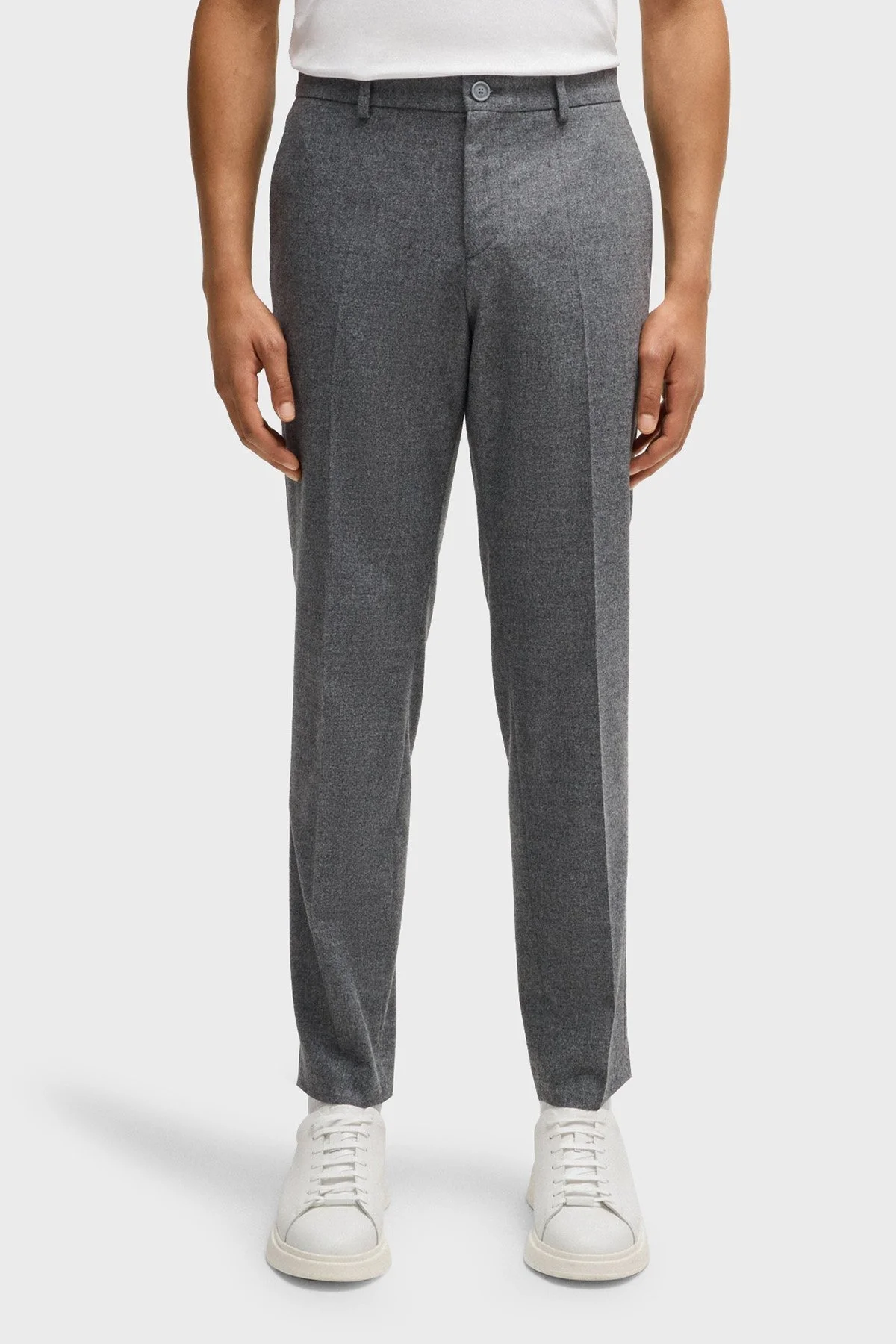 Boss Streç Yün Karışımlı Slim Fit Dar Paça Kumaş Erkek Pantolon 50530644 042 GRİ - 1