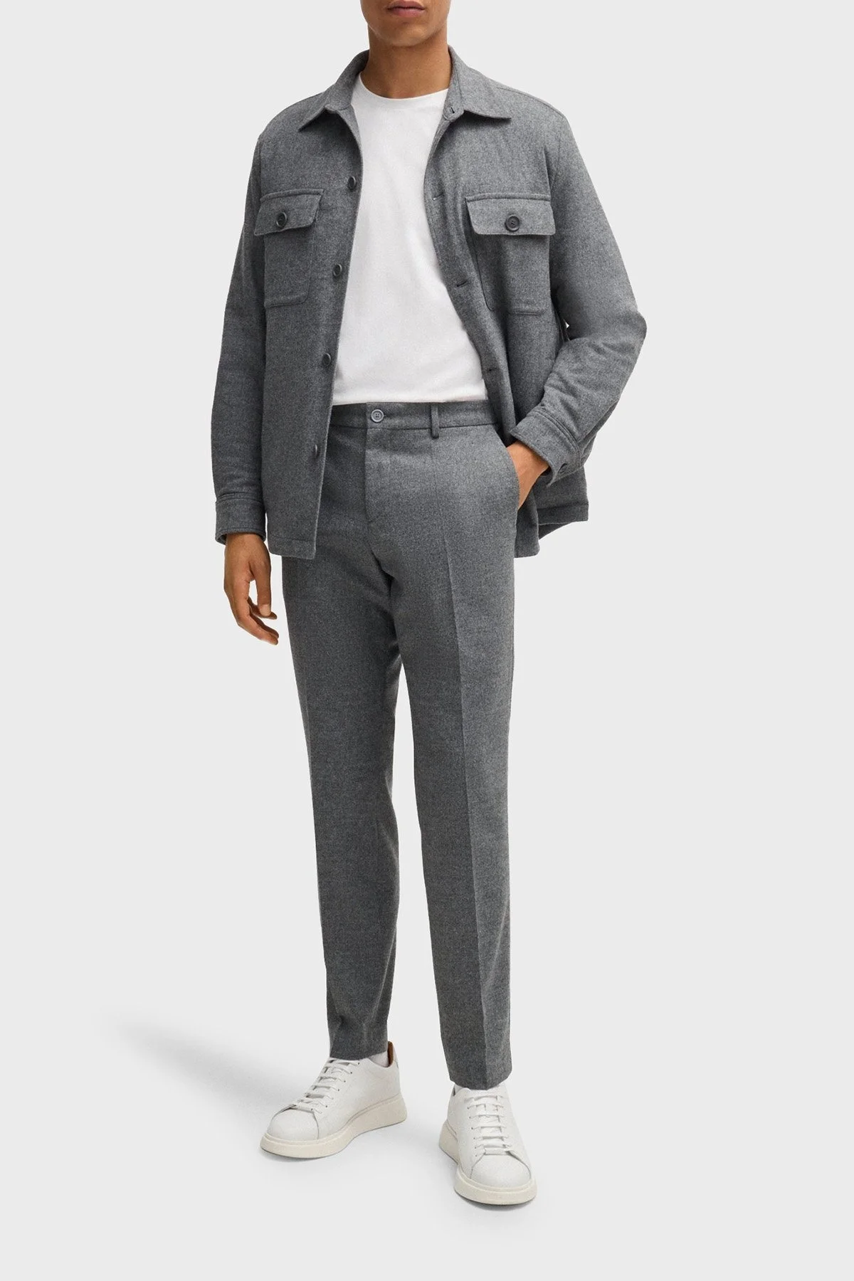 Boss Streç Yün Karışımlı Slim Fit Dar Paça Kumaş Erkek Pantolon 50530644 042 GRİ - 2