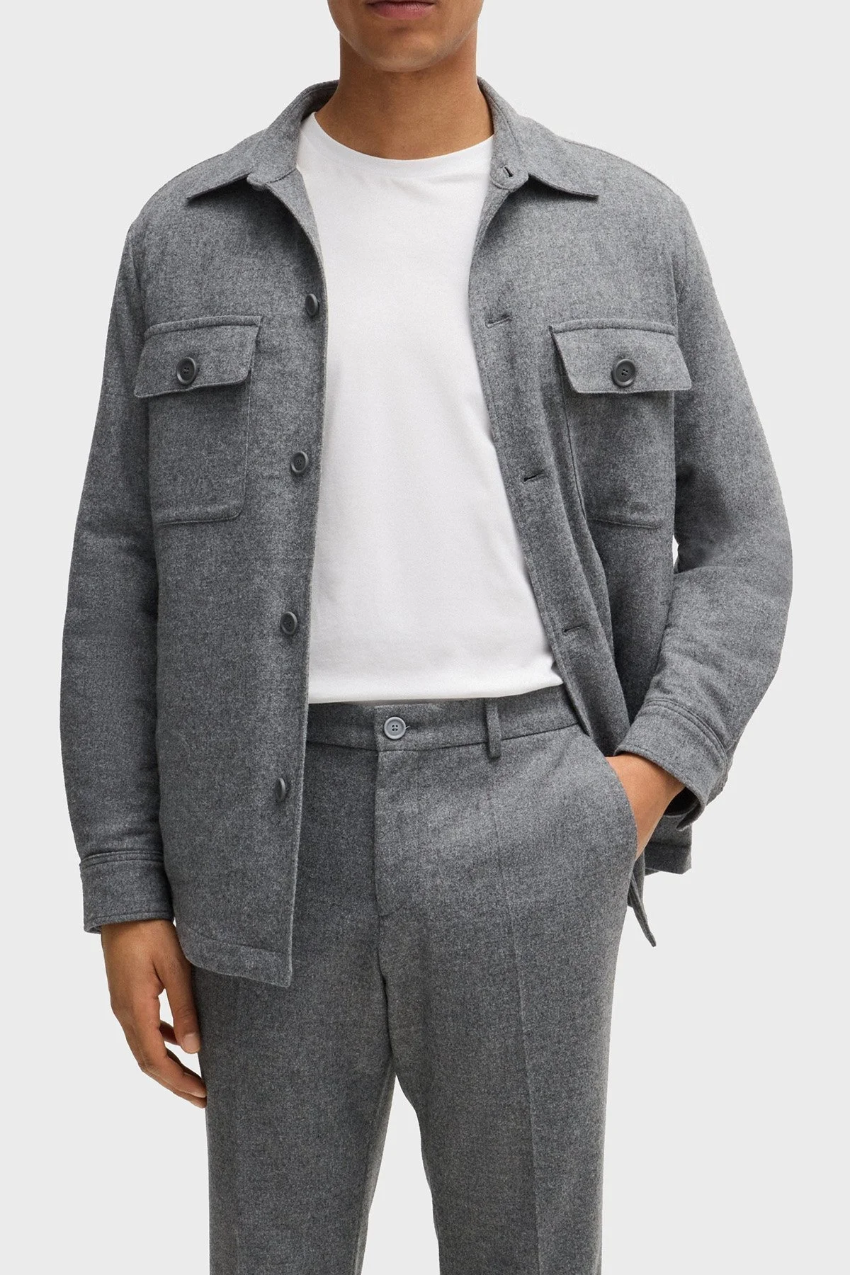 Boss Streç Yün Karışımlı Slim Fit Dar Paça Kumaş Erkek Pantolon 50530644 042 GRİ - 4