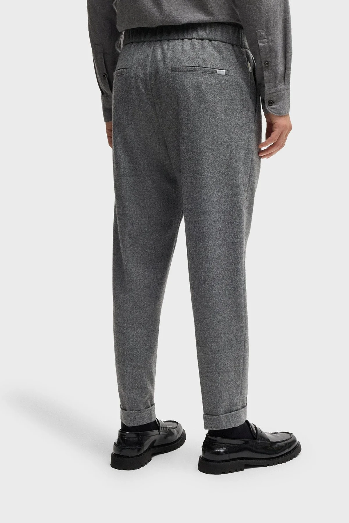 Boss Streç Yün Karışımlı Slim Fit Daralan Paça Kumaş Erkek Pantolon 50527924 042 GRİ - 3