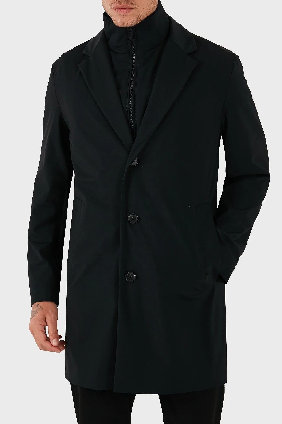 Boss Su Geçirmez Çift Kullanımlı Regular Fit Erkek Trençkot 50545897 001 SİYAH - 5