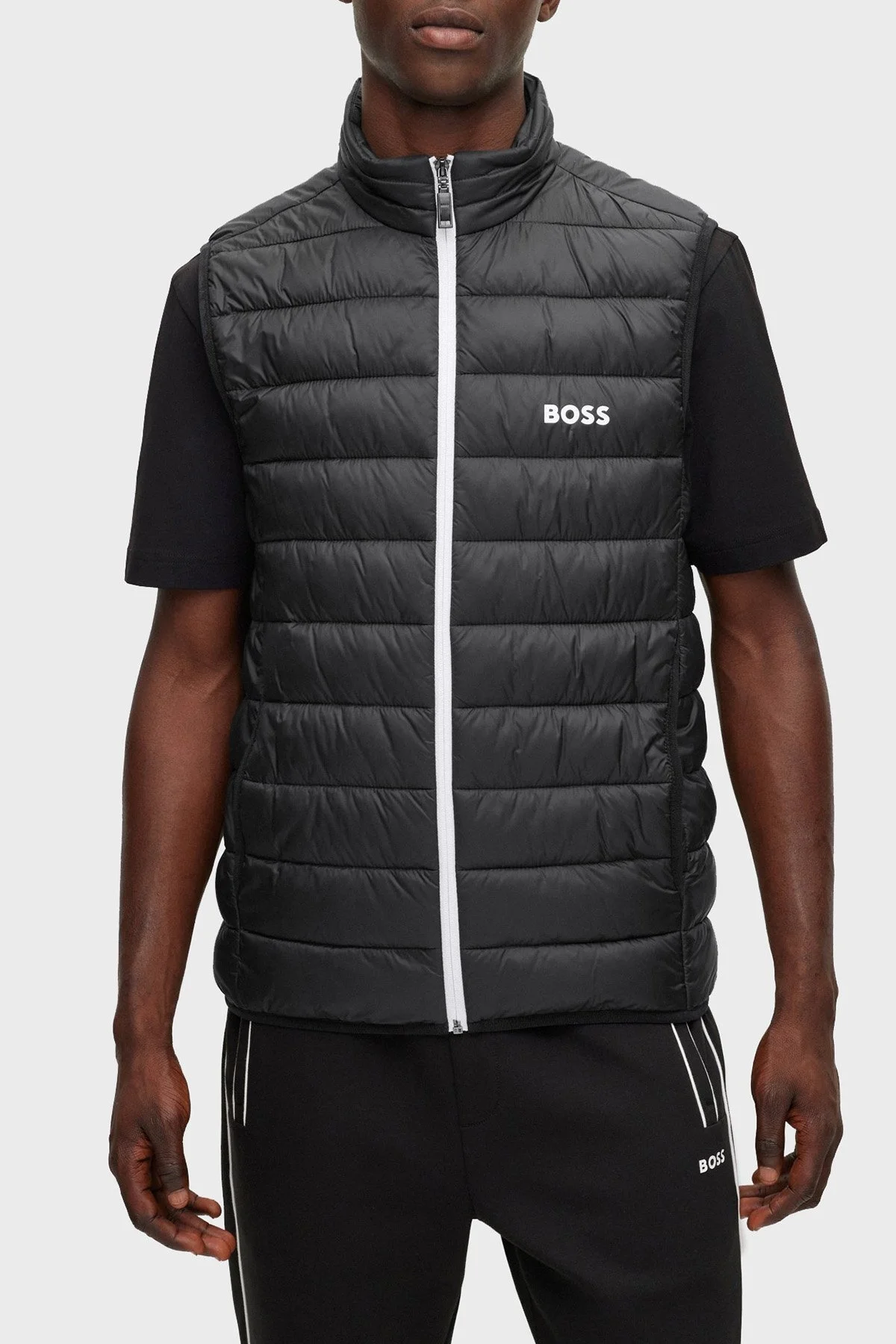 Boss Su Geçirmez Regular Fit Dik Yaka Erkek Yelek 50472473 002 SİYAH - 1