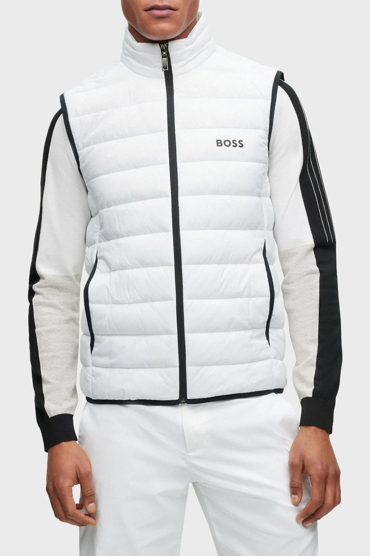 Boss Su Geçirmez Regular Fit Dik Yaka Erkek Yelek 50472473 100 BEYAZ - 1