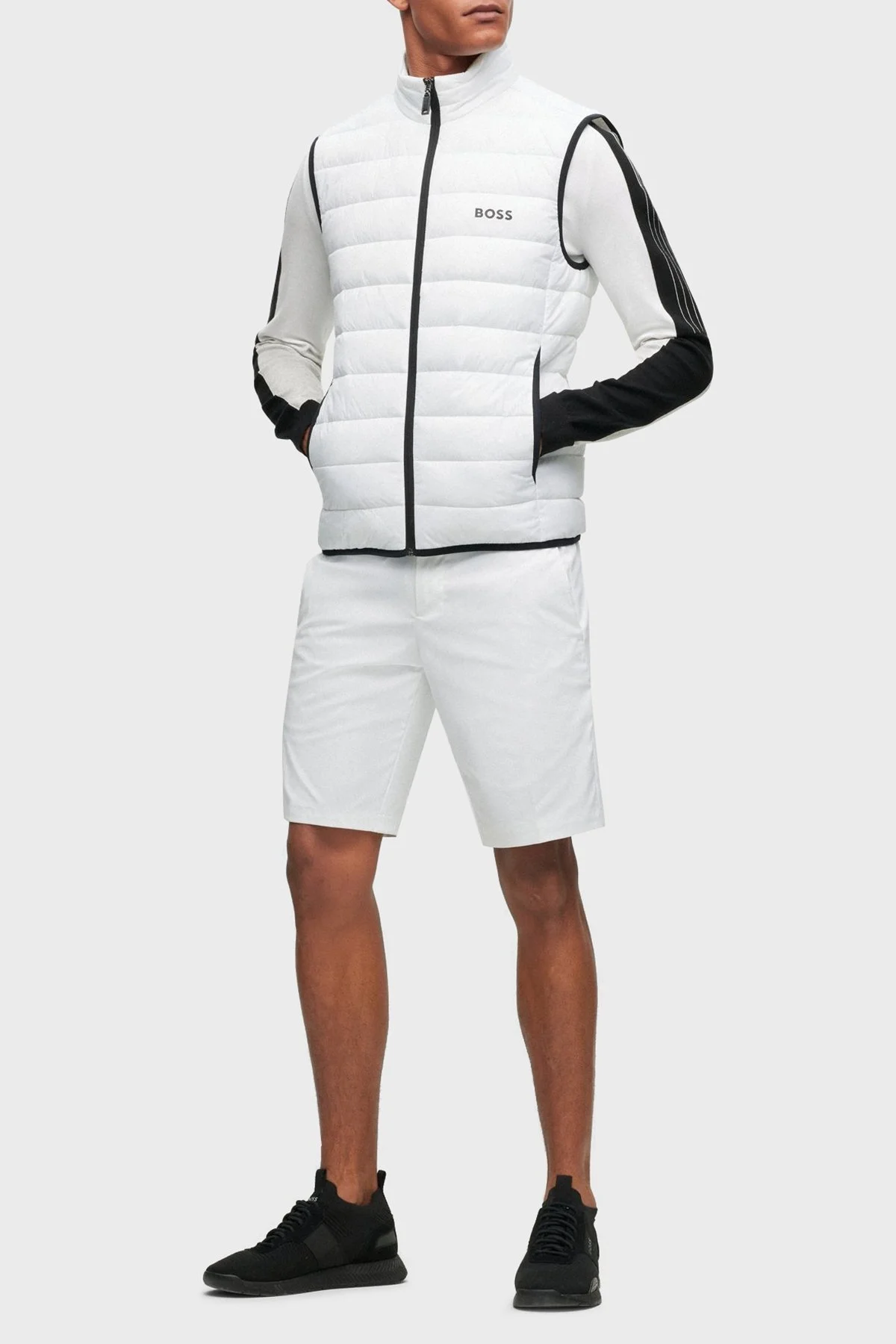 Boss Su Geçirmez Regular Fit Dik Yaka Erkek Yelek 50472473 100 BEYAZ - 2