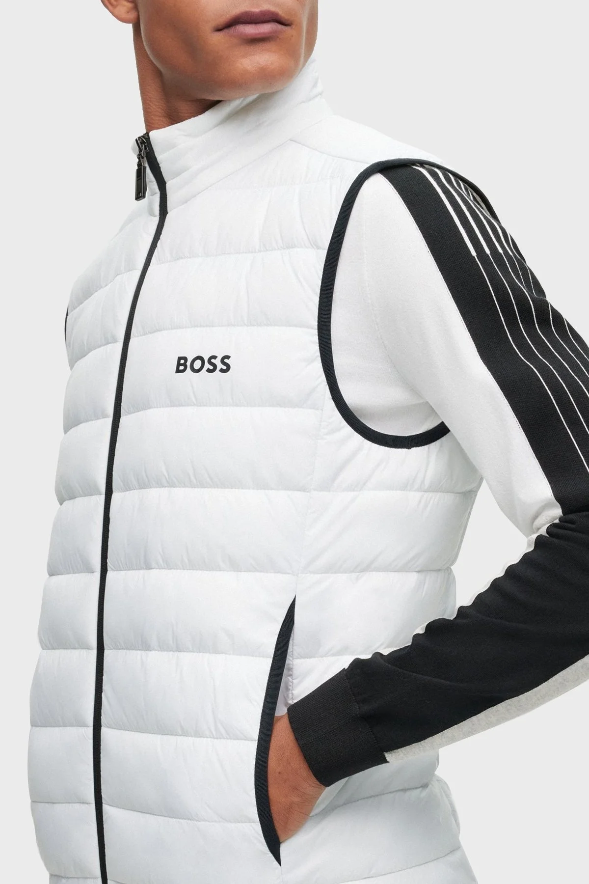 Boss Su Geçirmez Regular Fit Dik Yaka Erkek Yelek 50472473 100 BEYAZ - 3