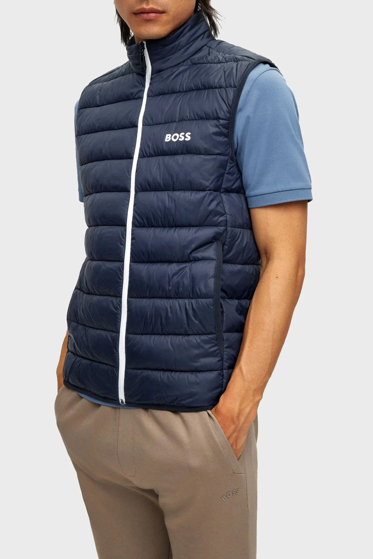 Boss Su Geçirmez Regular Fit Dik Yaka Erkek Yelek 50472473 402 LACİVERT - 10