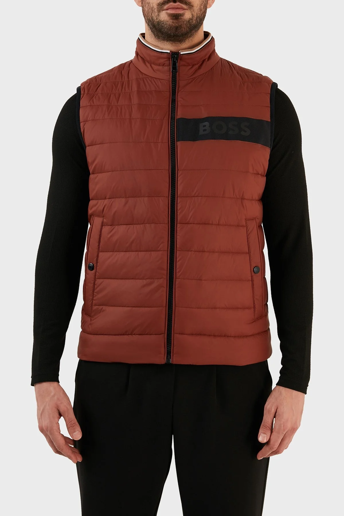 Boss Su Geçirmez Regular Fit Dik Yaka Şişme Erkek Yelek 50464300 211 KİREMİT - 1