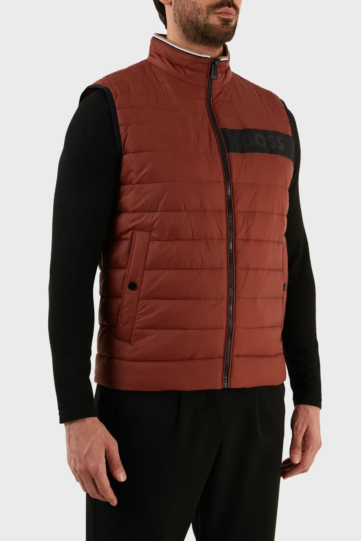 Boss Su Geçirmez Regular Fit Dik Yaka Şişme Erkek Yelek 50464300 211 KİREMİT - 2