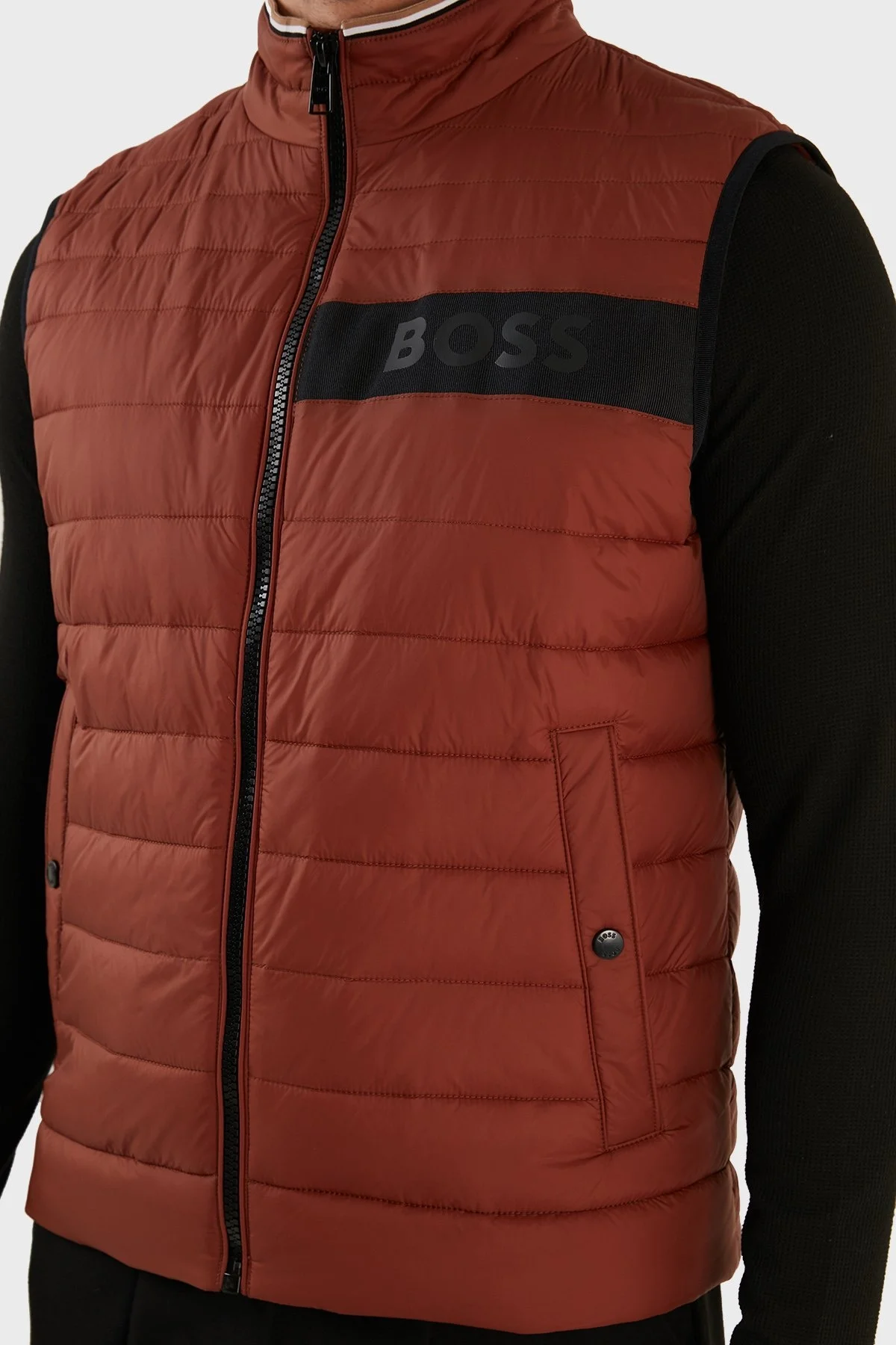 Boss Su Geçirmez Regular Fit Dik Yaka Şişme Erkek Yelek 50464300 211 KİREMİT - 3