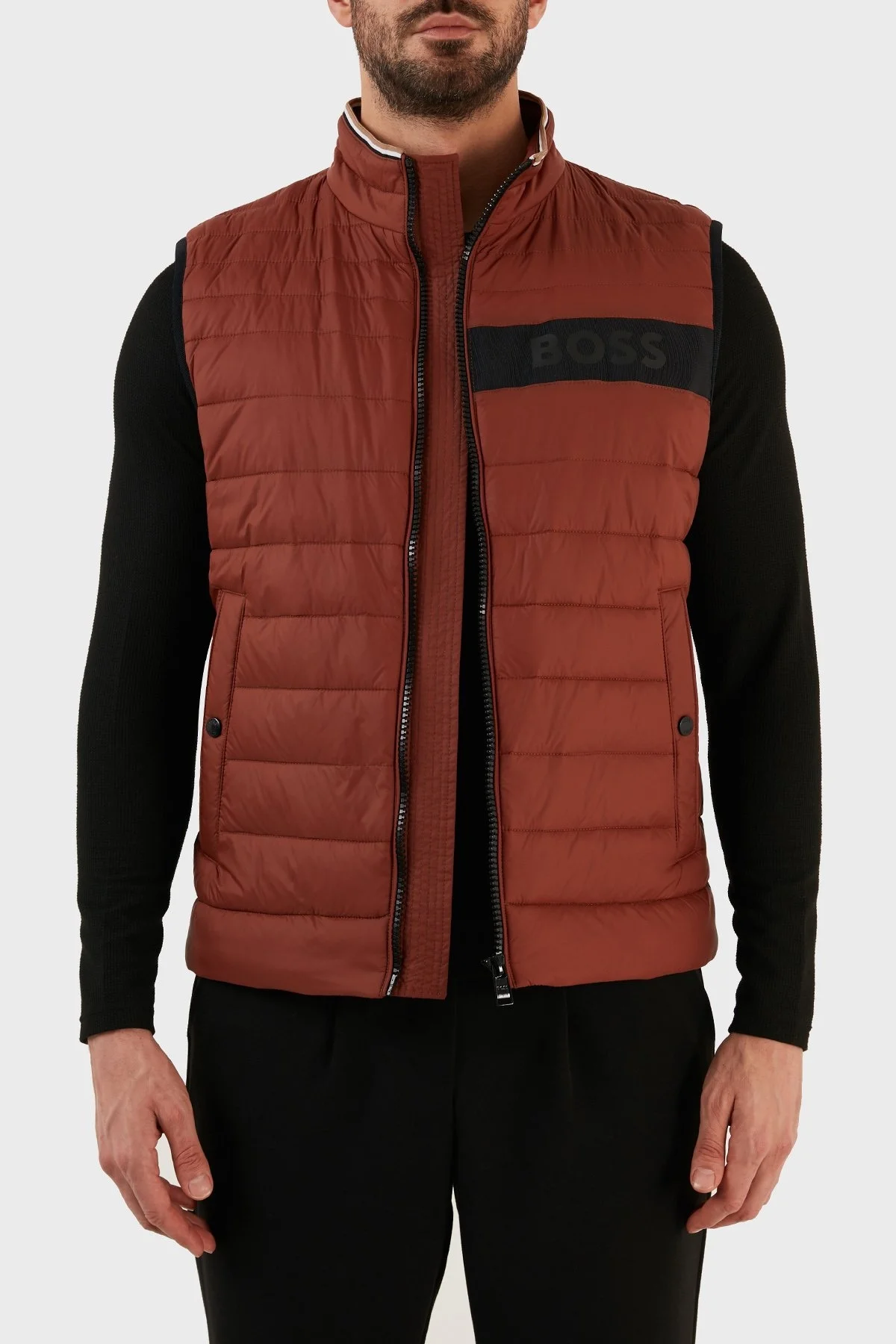 Boss Su Geçirmez Regular Fit Dik Yaka Şişme Erkek Yelek 50464300 211 KİREMİT - 4