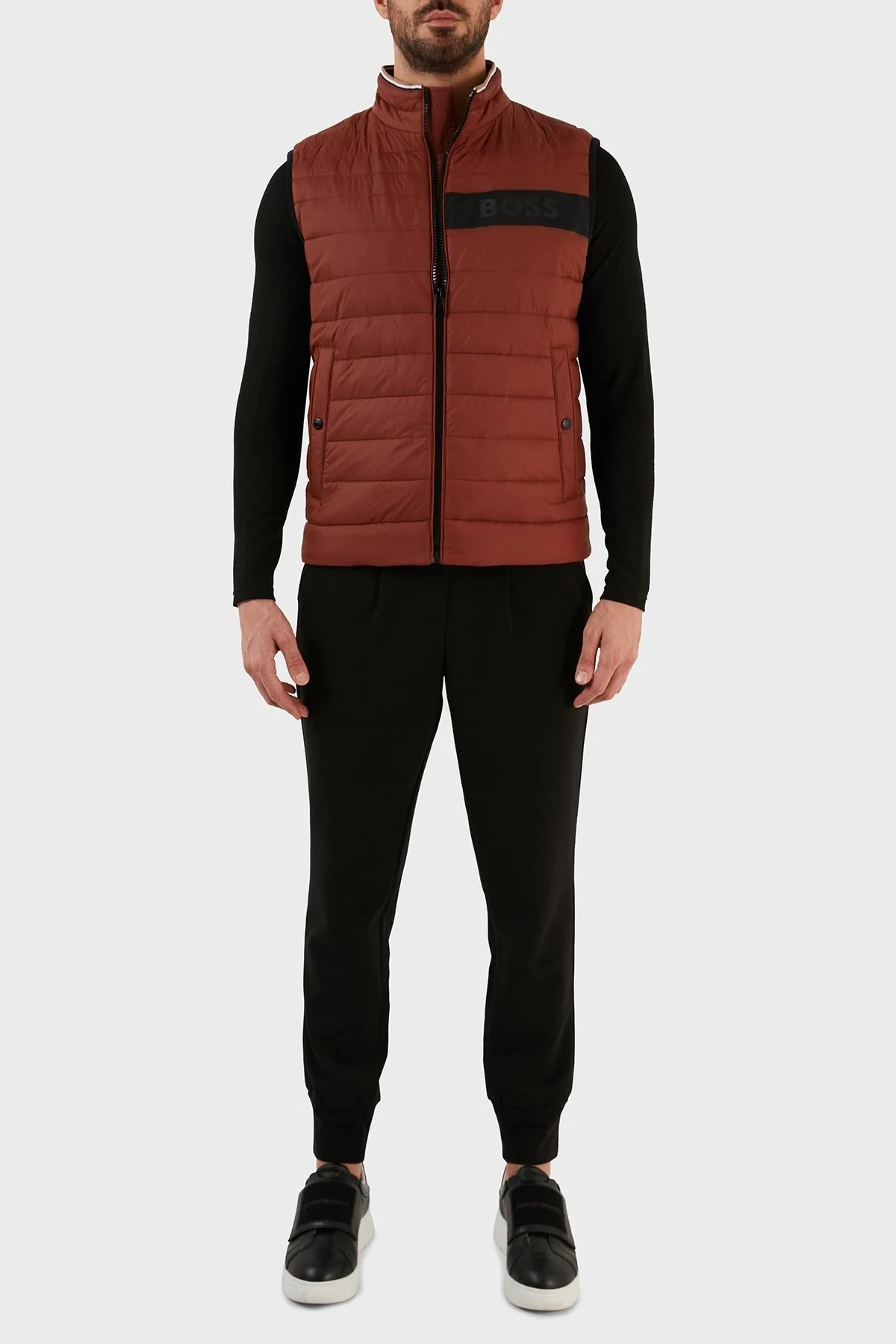 Boss Su Geçirmez Regular Fit Dik Yaka Şişme Erkek Yelek 50464300 211 KİREMİT - 5
