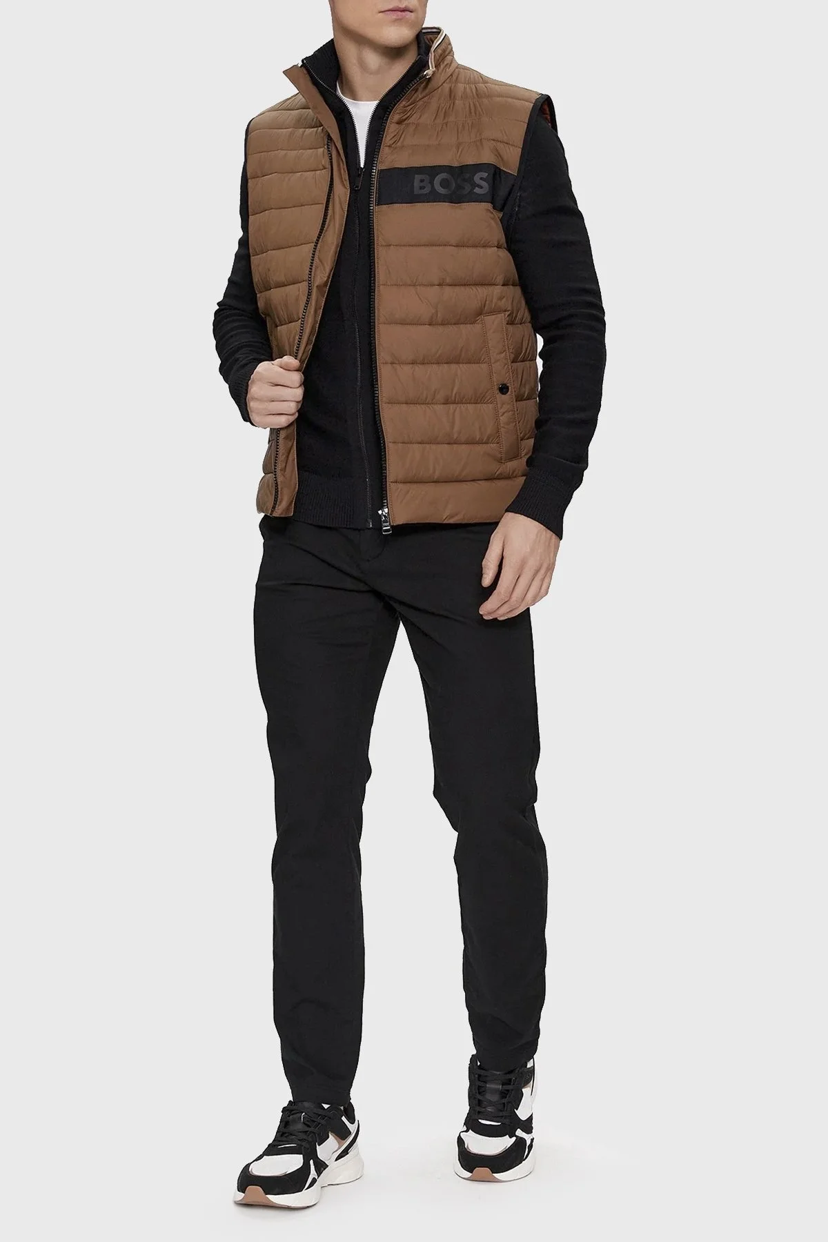 Boss Su Geçirmez Regular Fit Dik Yaka Şişme Erkek Yelek 50464300 249 KAHVE - 1