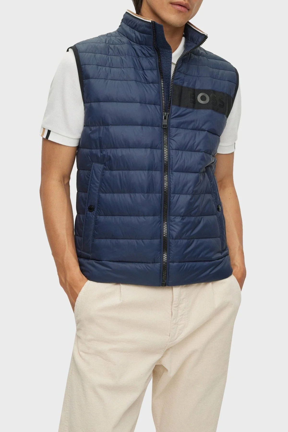 Boss Su Geçirmez Regular Fit Dik Yaka Şişme Erkek Yelek 50464300 404 LACİVERT - 7