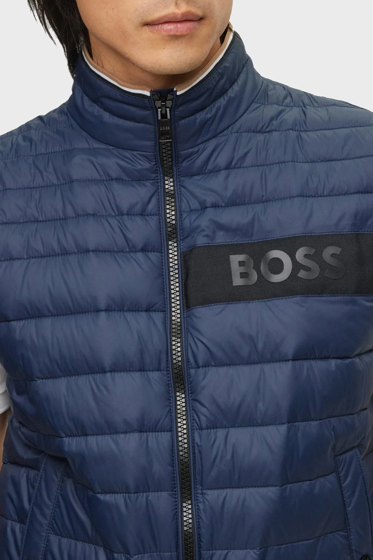 Boss Su Geçirmez Regular Fit Dik Yaka Şişme Erkek Yelek 50464300 404 LACİVERT - 4
