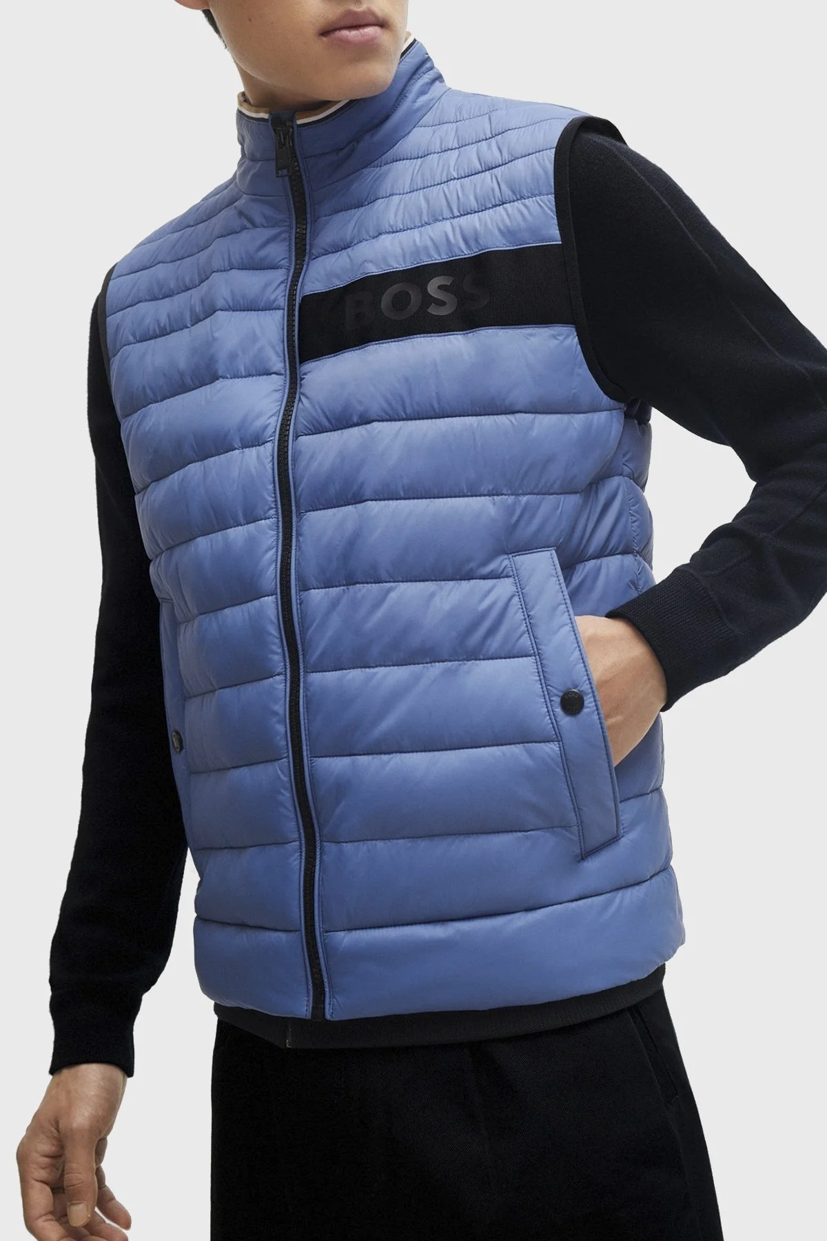 Boss Su Geçirmez Regular Fit Dik Yaka Şişme Erkek Yelek 50464300 479 MAVİ - 4