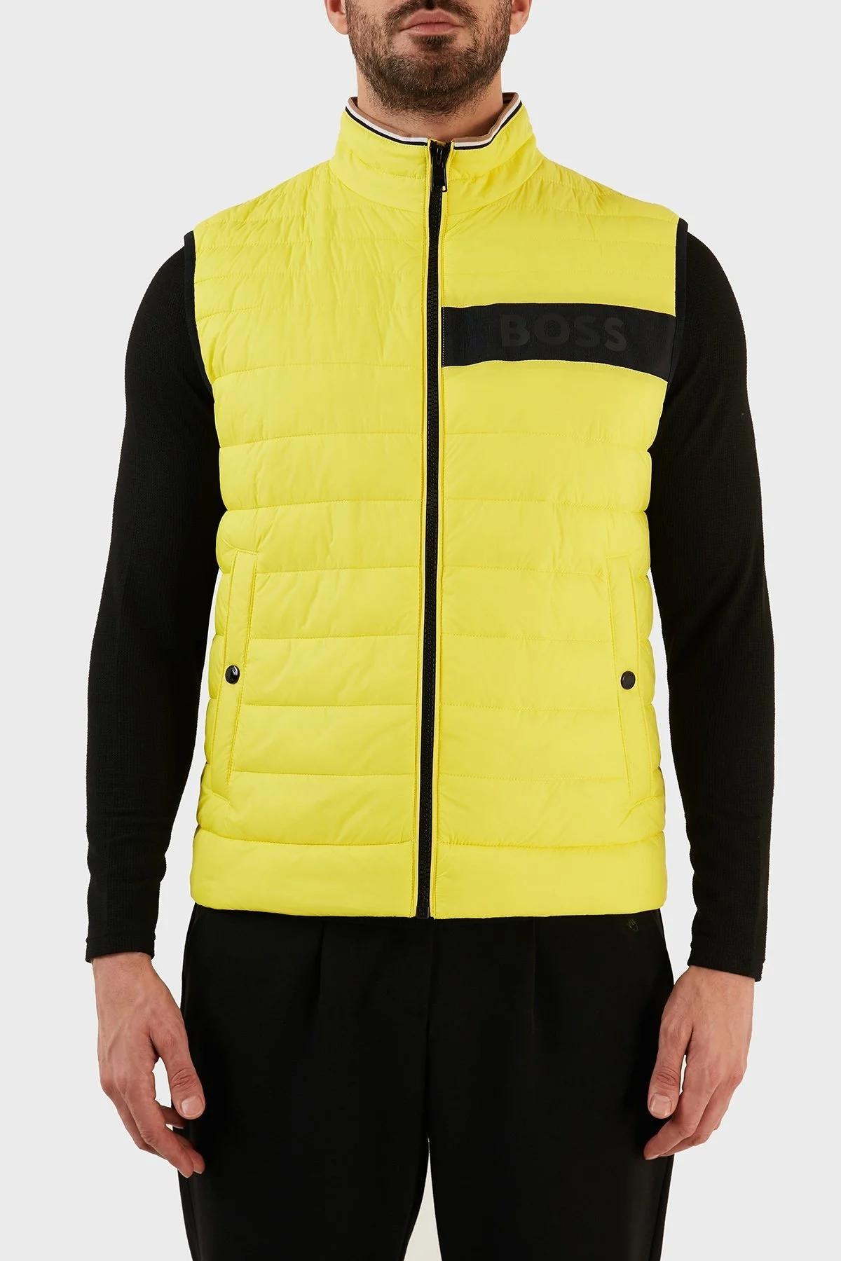 Boss Su Geçirmez Regular Fit Dik Yaka Şişme Erkek Yelek 50464300 731 SARI - 1