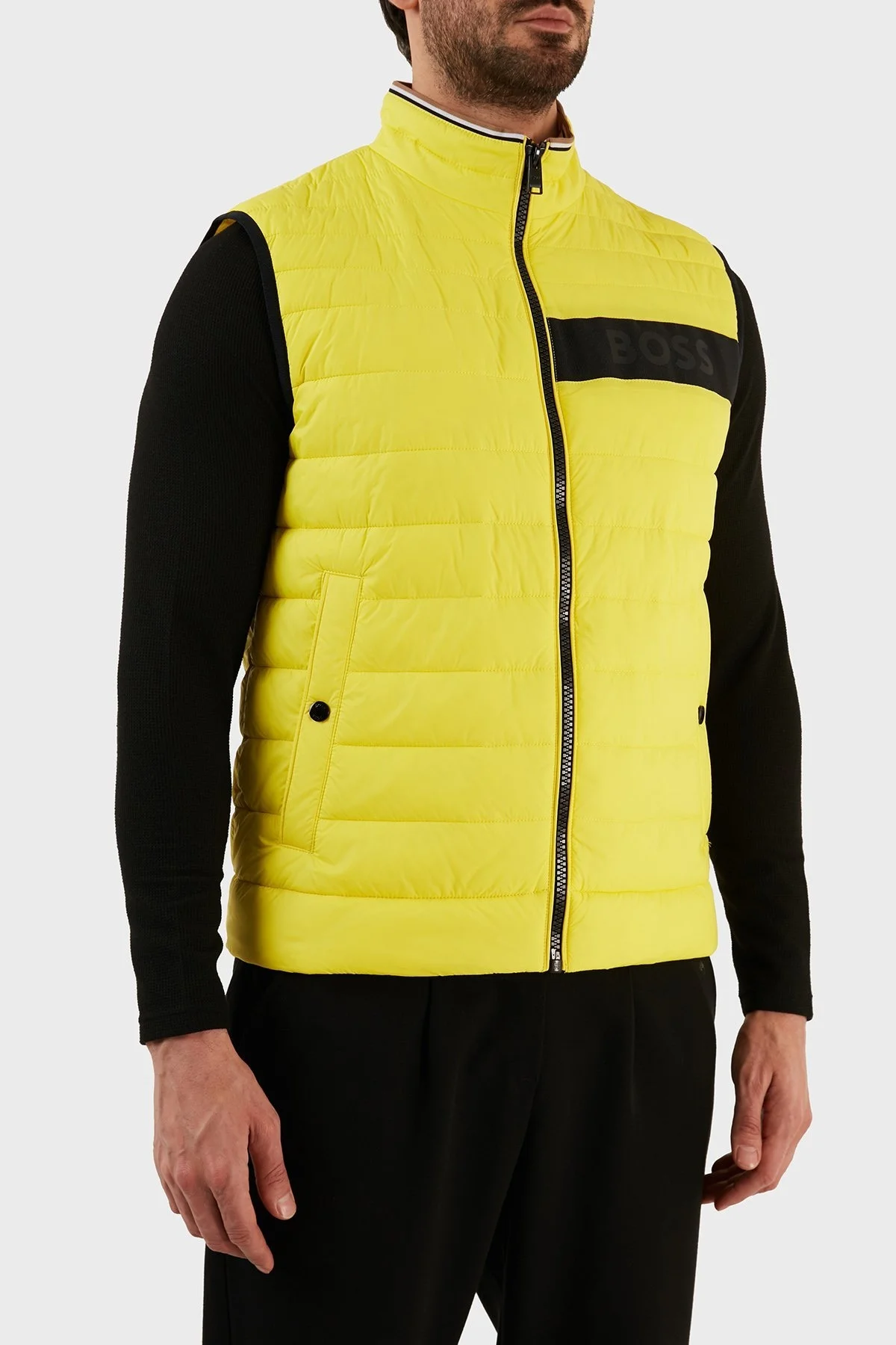 Boss Su Geçirmez Regular Fit Dik Yaka Şişme Erkek Yelek 50464300 731 SARI - 2