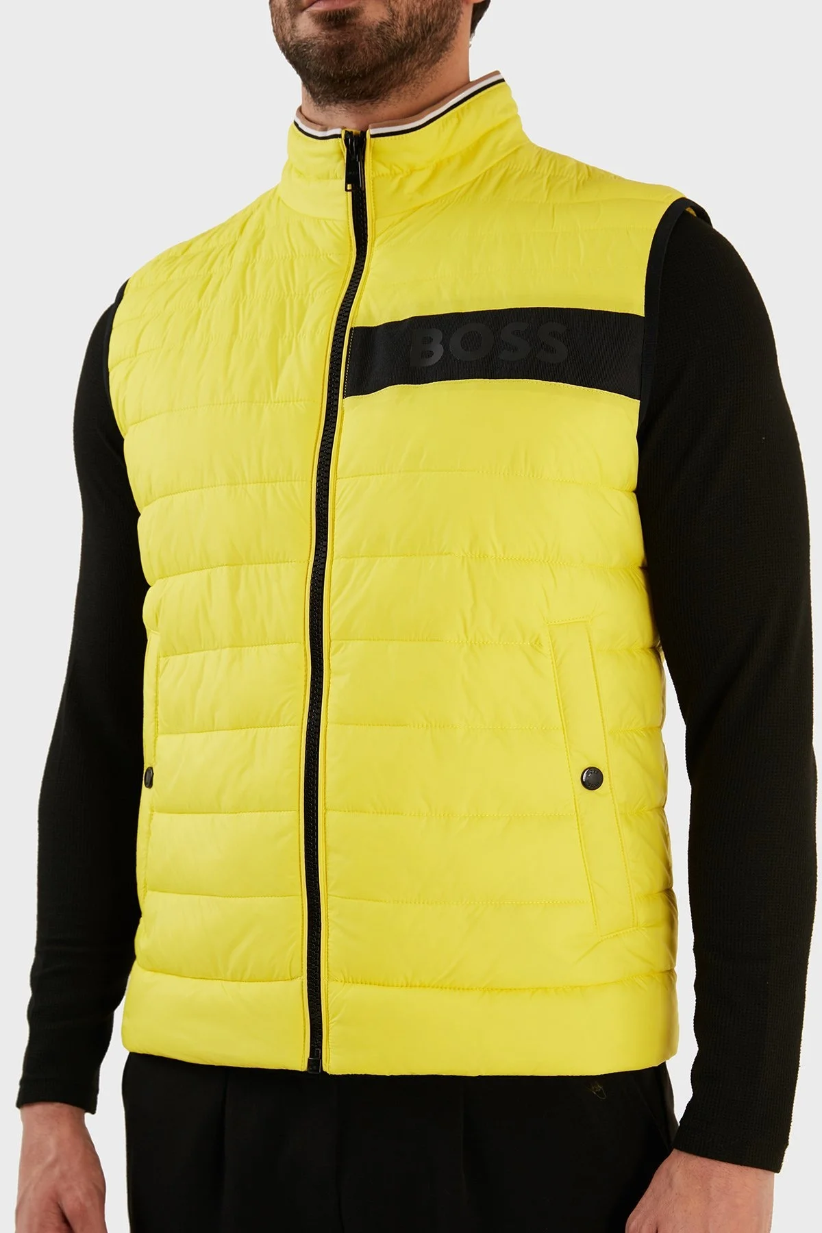 Boss Su Geçirmez Regular Fit Dik Yaka Şişme Erkek Yelek 50464300 731 SARI - 3