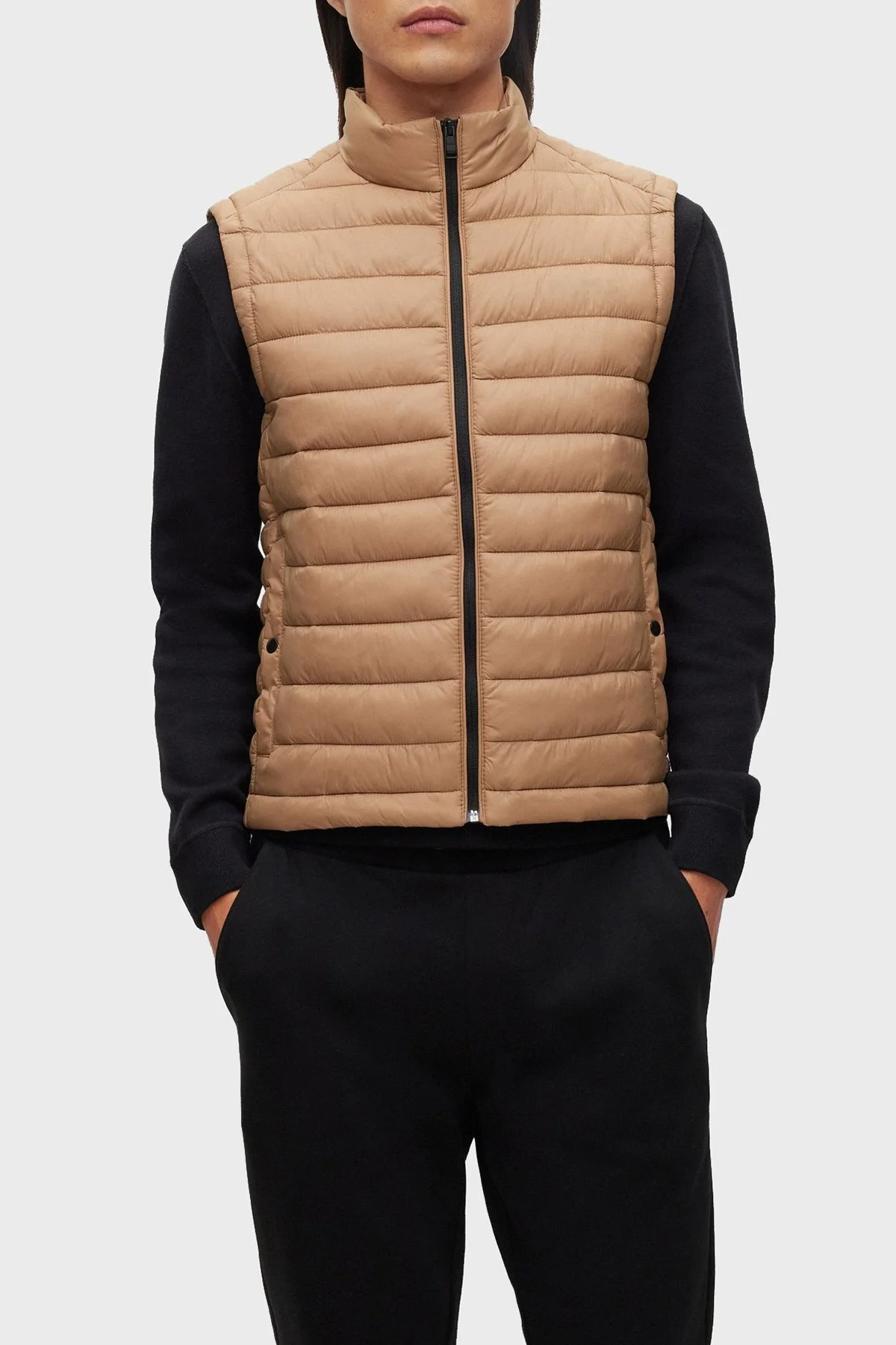 Boss Su Geçirmez Regular Fit Dik Yaka Şişme Erkek Yelek 50471854 260 BEJ - 1