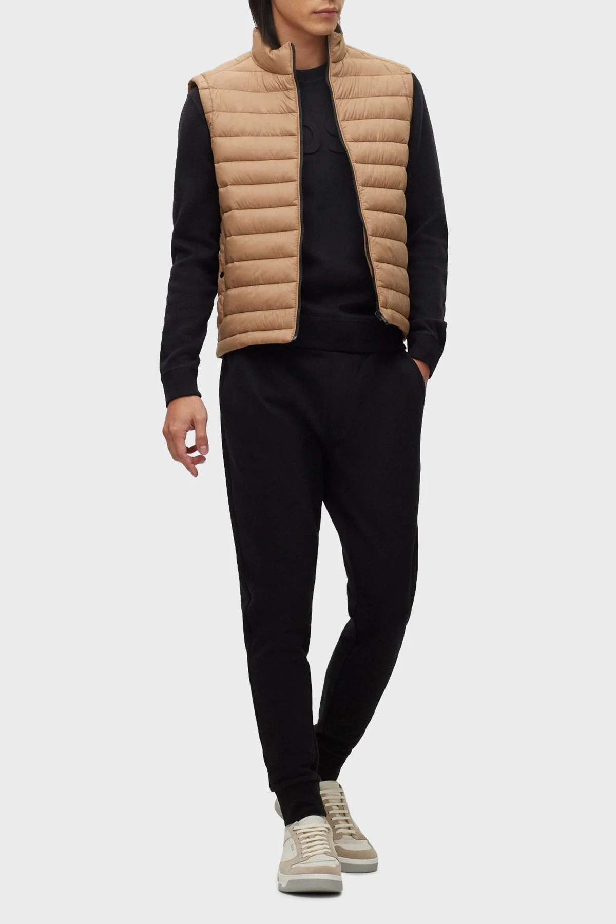 Boss Su Geçirmez Regular Fit Dik Yaka Şişme Erkek Yelek 50471854 260 BEJ - 2