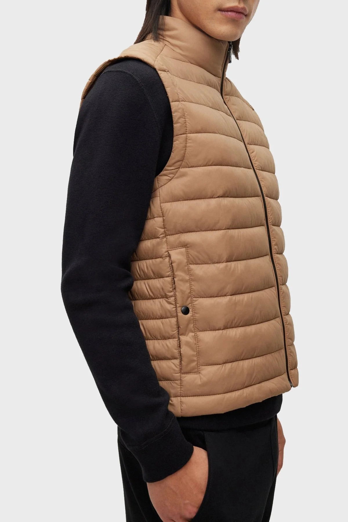 Boss Su Geçirmez Regular Fit Dik Yaka Şişme Erkek Yelek 50471854 260 BEJ - 3