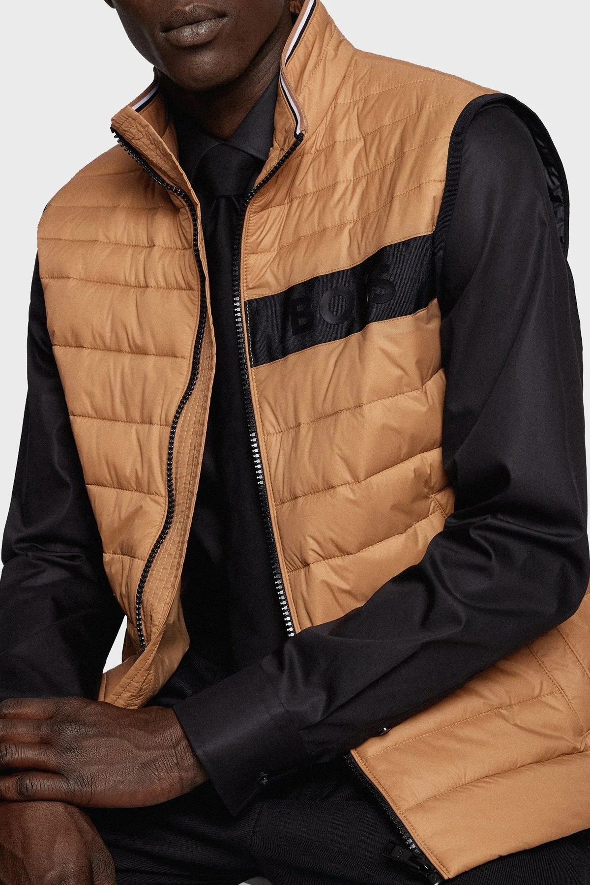 Boss Su Geçirmez Regular Fit Dik Yaka Erkek Yelek 50464300 260 BEJ - 7