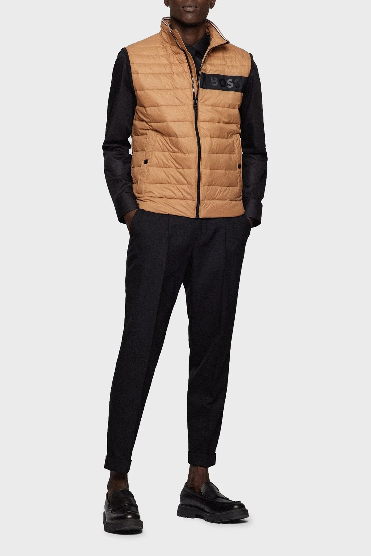 Boss Su Geçirmez Regular Fit Dik Yaka Erkek Yelek 50464300 260 BEJ - 8