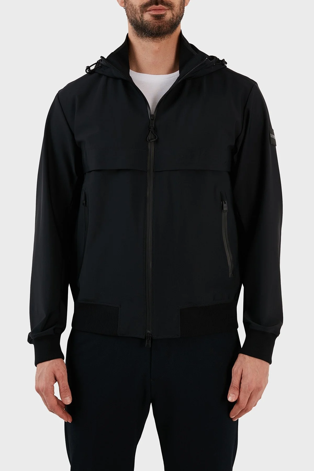Boss Su Geçirmez Regular Fit Kapüşonlu Bomber Erkek Mont 50485385 001 SİYAH - 1