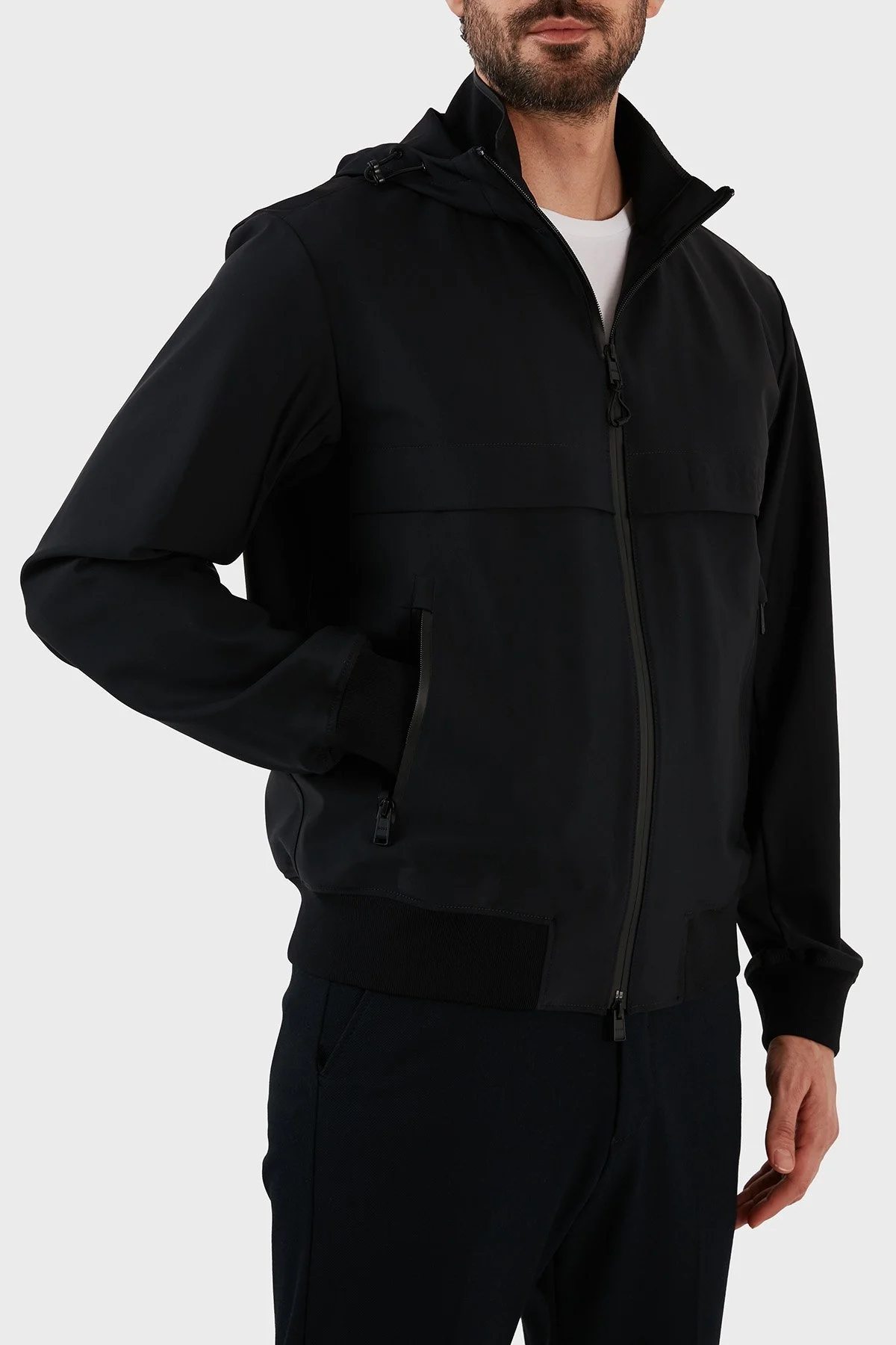 Boss Su Geçirmez Regular Fit Kapüşonlu Bomber Erkek Mont 50485385 001 SİYAH - 2