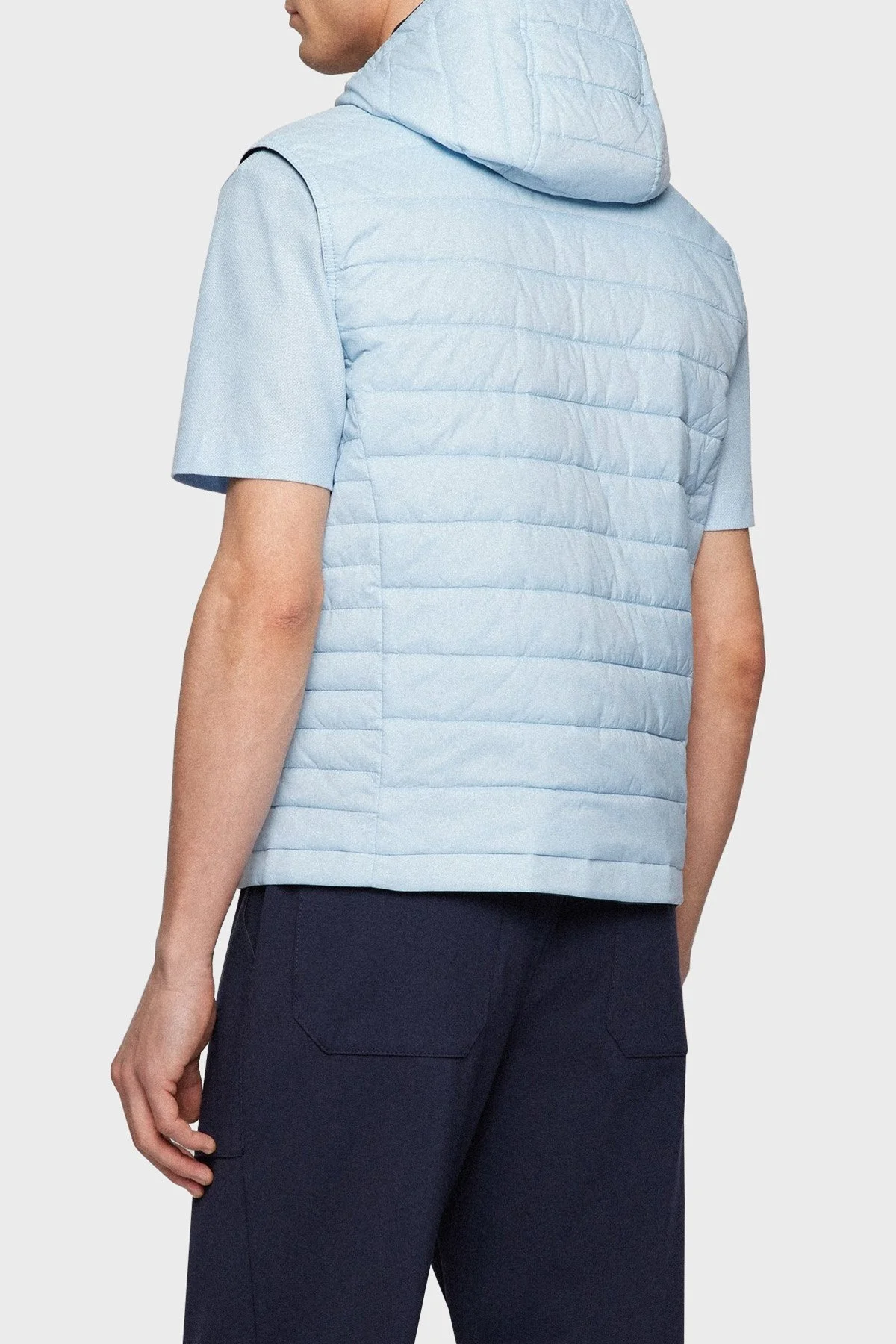 Boss Su Geçirmez Regular Fit Kapüşonlu Çift Taraflı Erkek Yelek 50469944 404 LACİVERT - 5
