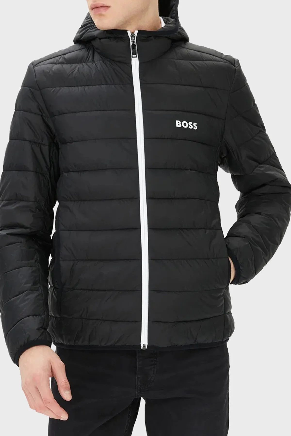 Boss Su Geçirmez Regular Fit Kapüşonlu Erkek Mont 50472472 002 SİYAH - 1
