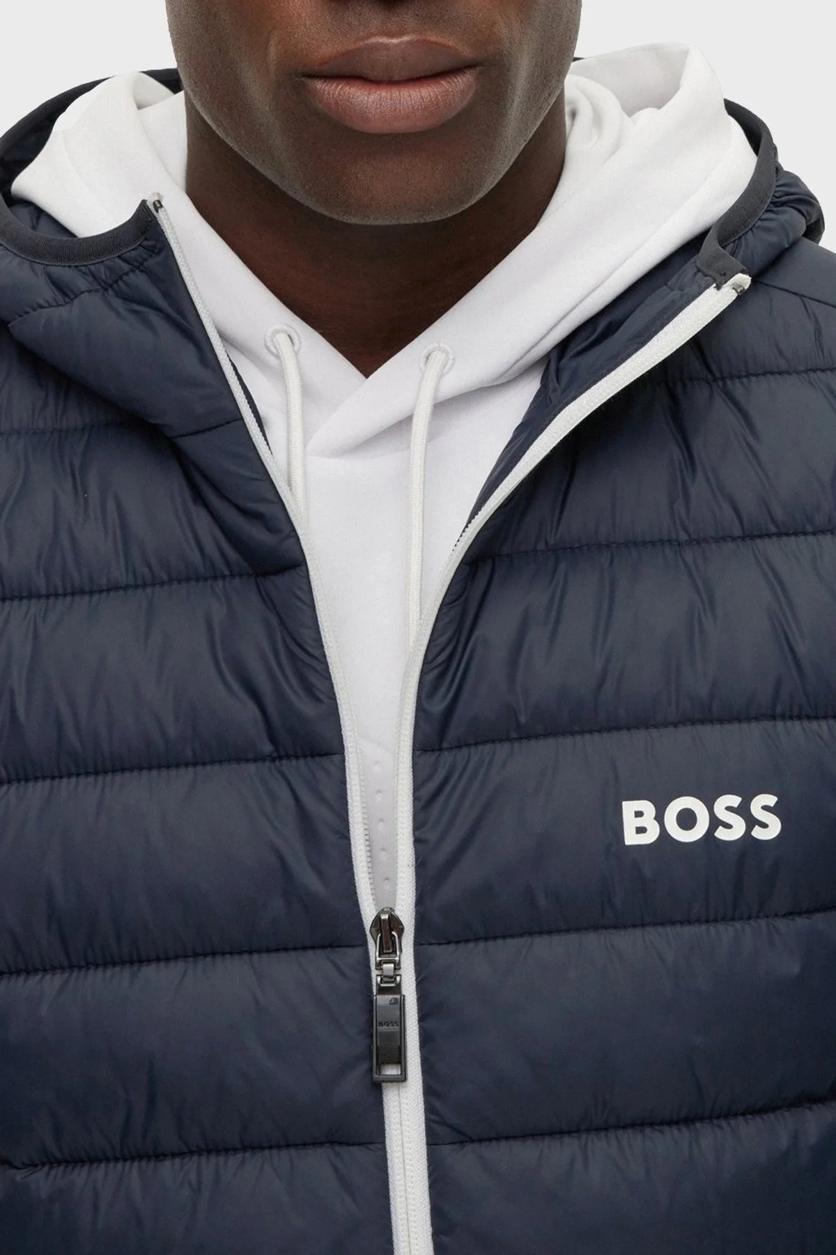 Boss Su Geçirmez Regular Fit Kapüşonlu Erkek Mont 50472472 402 LACİVERT - 4