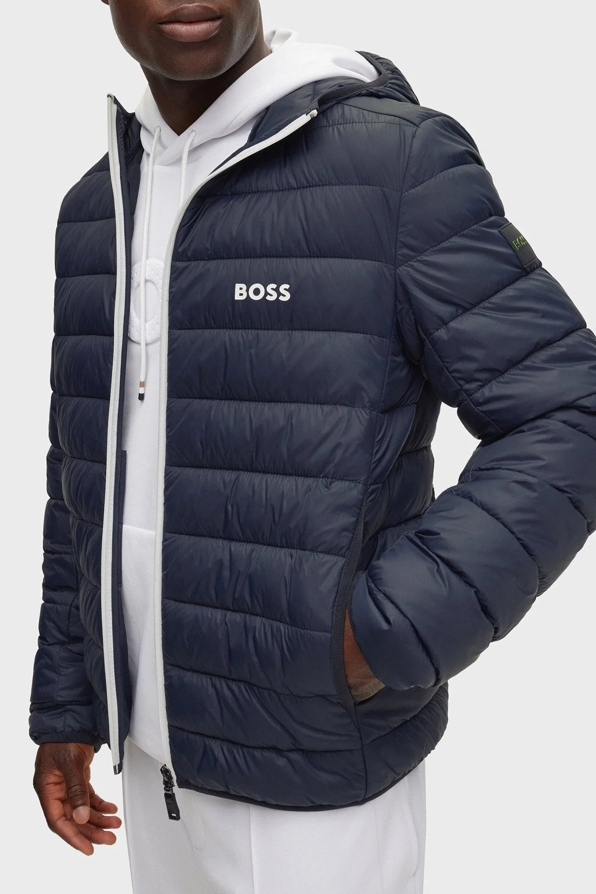 Boss Su Geçirmez Regular Fit Kapüşonlu Erkek Mont 50472472 402 LACİVERT - 5