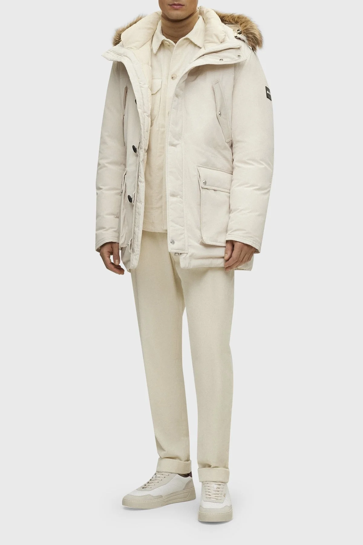 Boss Su İtici Çıkarılabilir Kapüşonlu Kuş Tüyü Dolgulu Regular Fit Erkek Mont 50499371 131 BEJ - 3