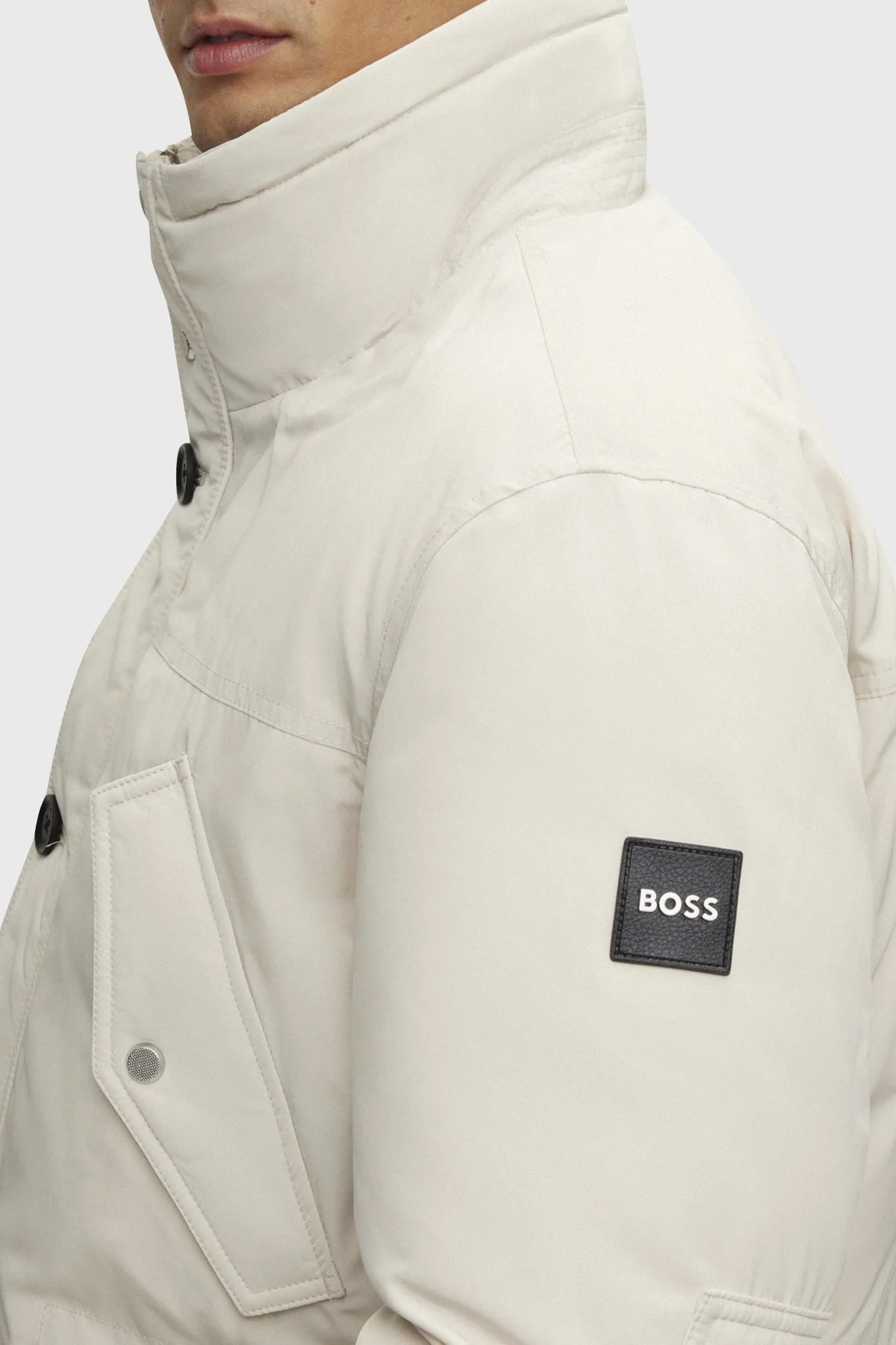 Boss Su İtici Çıkarılabilir Kapüşonlu Kuş Tüyü Dolgulu Regular Fit Erkek Mont 50499371 131 BEJ - 5