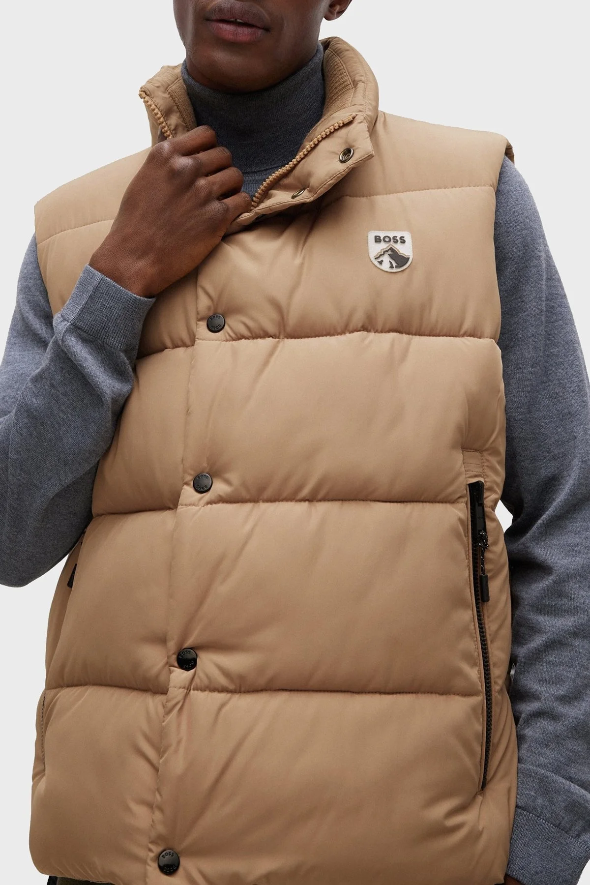 Boss Su İtici Regular Fit Dik Yaka Şişme Erkek Yelek 50476080 260 BEJ - 5