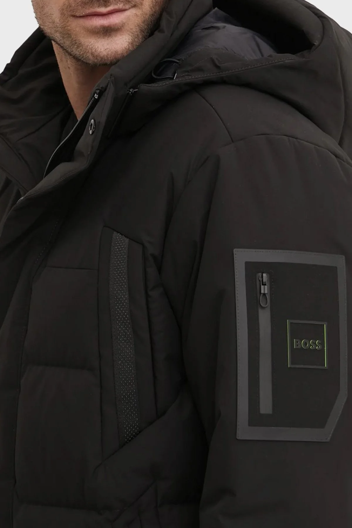 Boss Su İtici Regular Fit Kuş Tüyü Dolgulu Çıkarılabilir Kapüşonlu Şişme Erkek Mont 50515105 001 SİYAH - 4