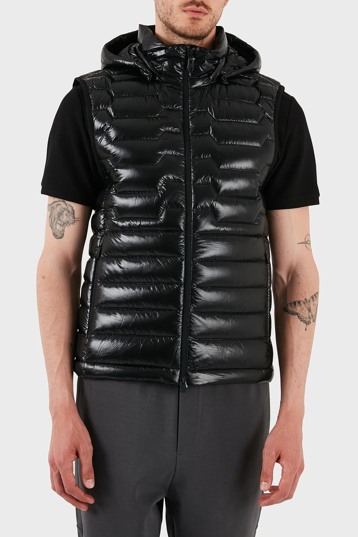 Boss Su İtici Regular Fit Kuş Tüyü Dolgulu Çıkarılabilir Kapüşonlu Şişme Erkek Yelek 50529691 001 SİYAH - 1