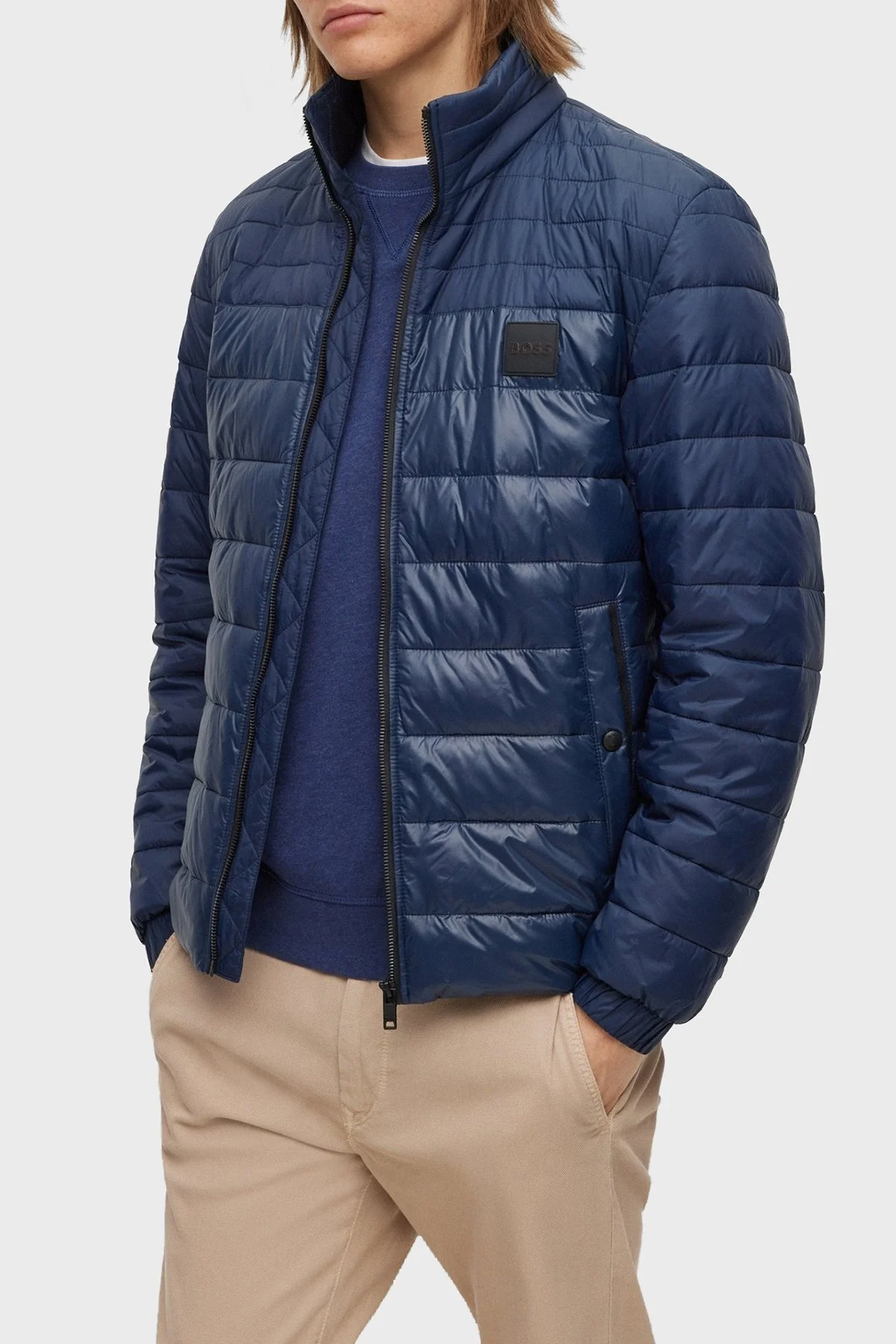 Boss Su Tutmaz Regular Fit Dik Yaka Hafif Şişme Erkek Mont 50496766 404 KOYU MAVİ - 1