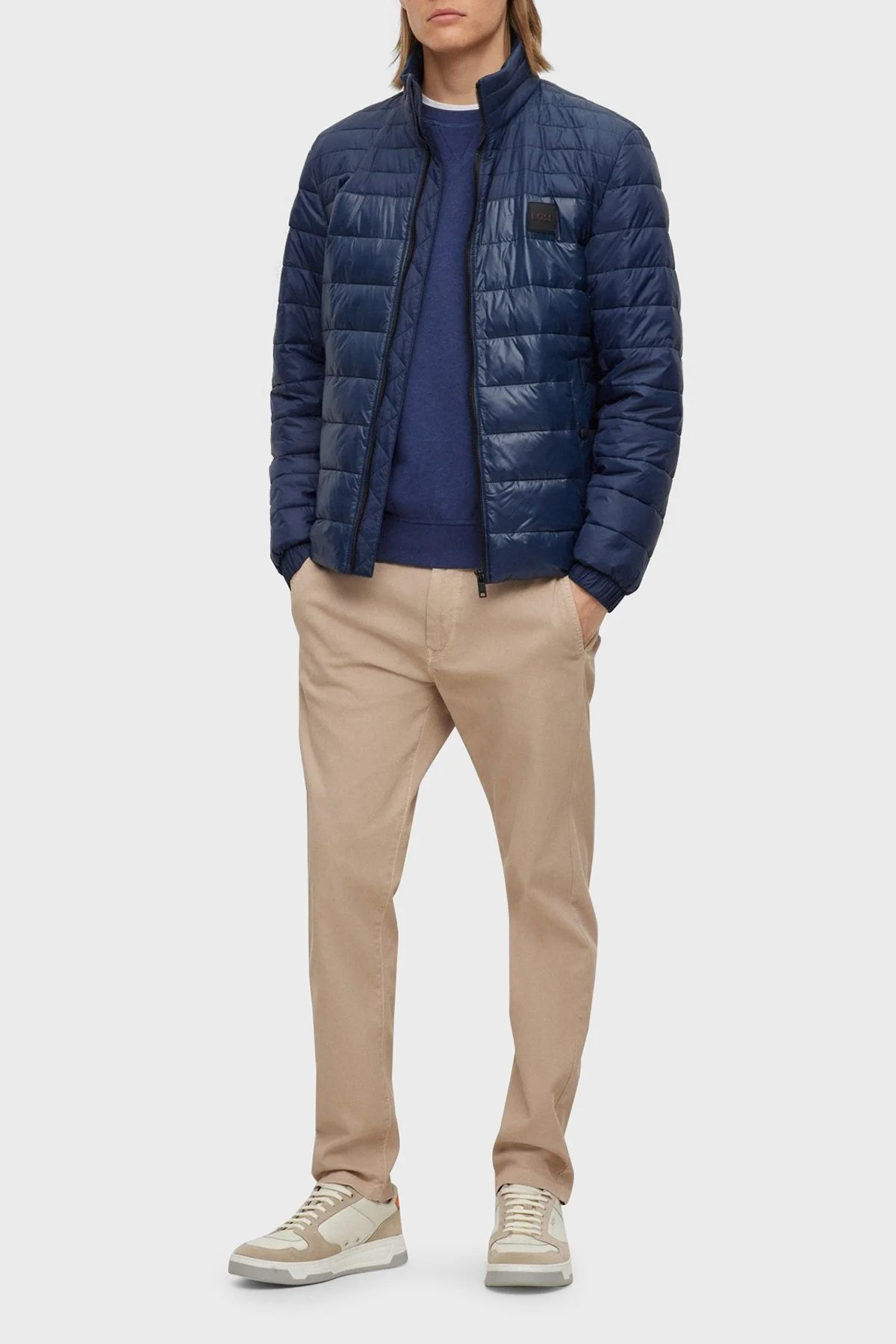 Boss Su Tutmaz Regular Fit Dik Yaka Hafif Şişme Erkek Mont 50496766 404 KOYU MAVİ - 4